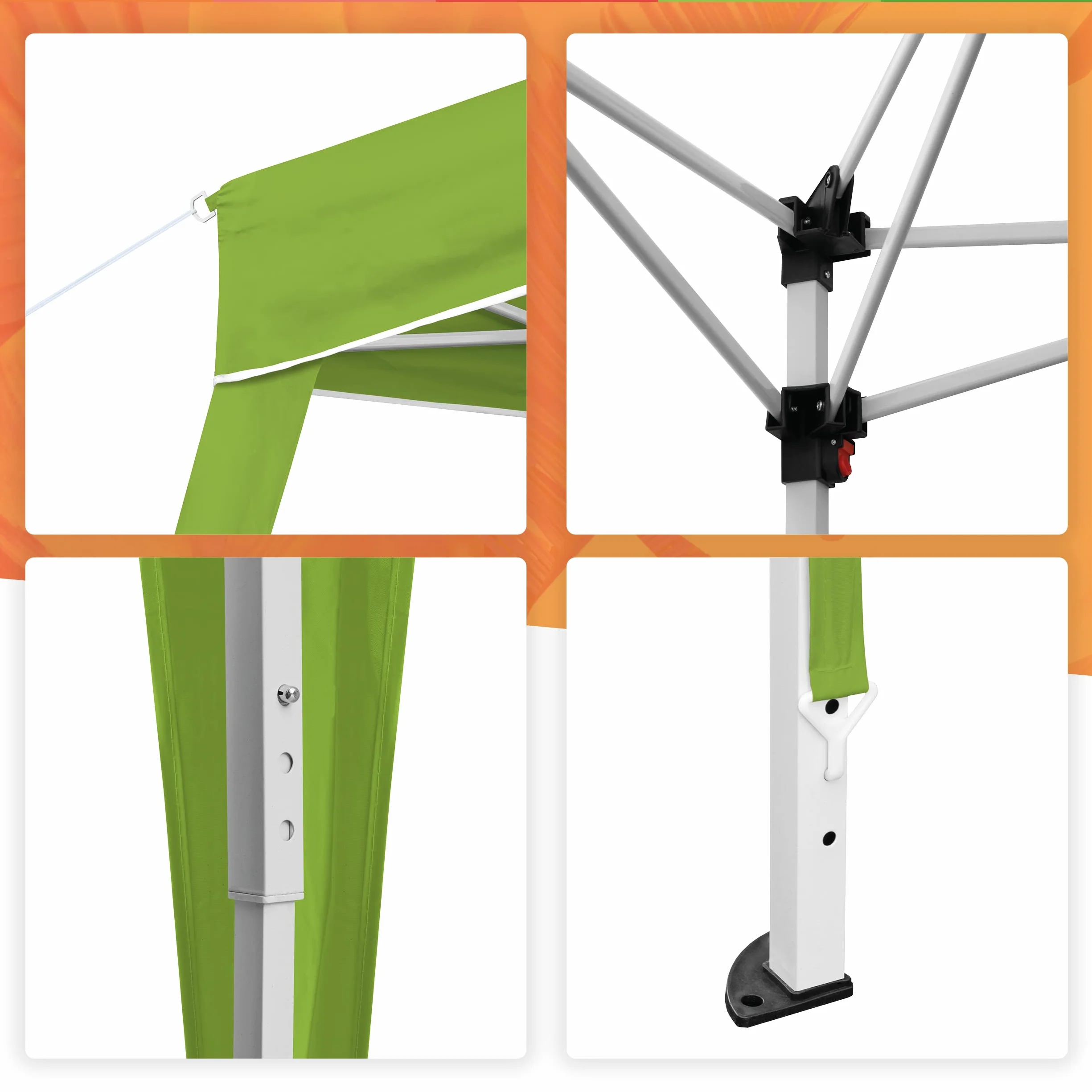 Wasabi - Carpa Plegable 3x3 m – Resistente al Agua - Incluye Vientos y Piquetas de Fijación - Estructura de Acero - Cenador para Jardín – Pérgola Playa - Camping Fiestas