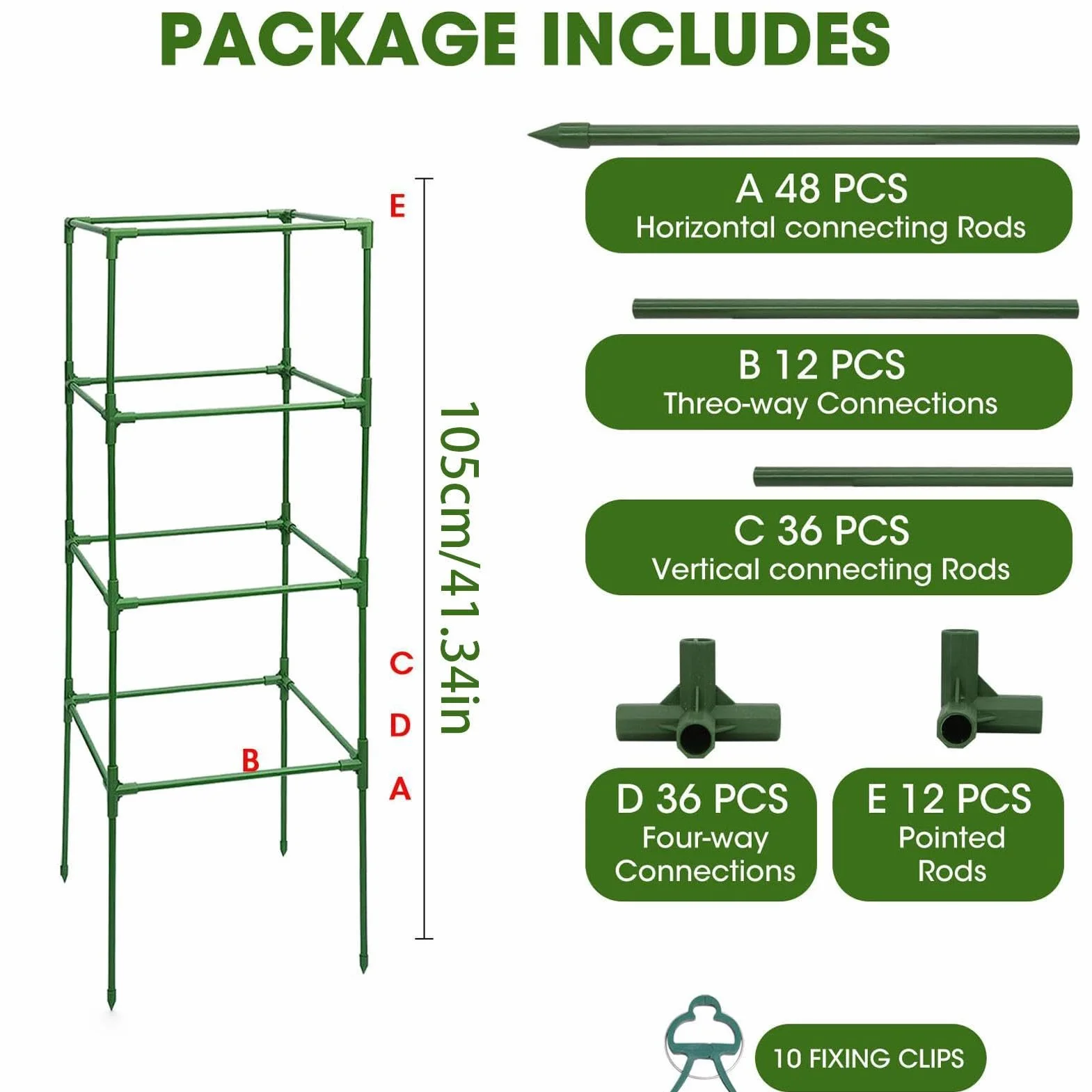 Entutorado para Tomates Soporte Cuadrado Ajustable en Altura de 3 Piezas | Tutor de Plantas Resistente para Judías Pepinos Verduras Rosas Peonías Macetas Bancal Elevado Jardín Patio Césped