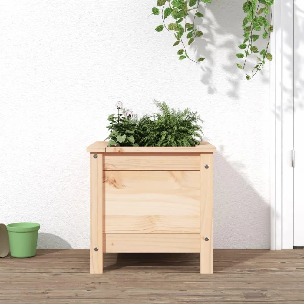 Macetero de pino macizo, 40 x 40 x 39 cm, de madera, para jardín, balcón, terraza, profundo para plantas, verduras, hierbas, flores, material natural con aspecto rústico,