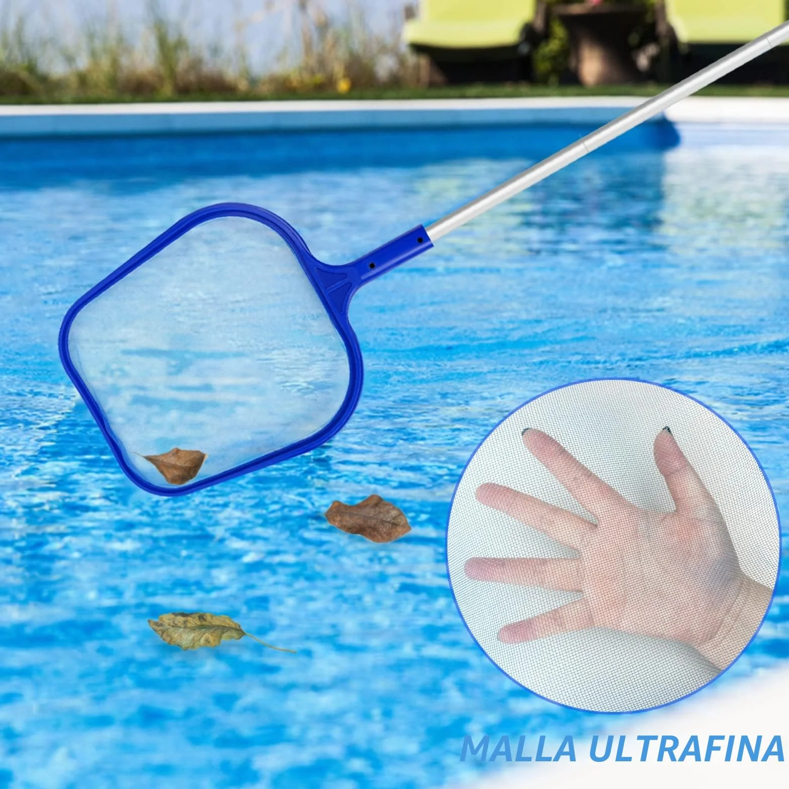 Jsdoin Recogehojas para Piscinas Profesional, Kits de Skimmer con Barra Telescópica 1.2m