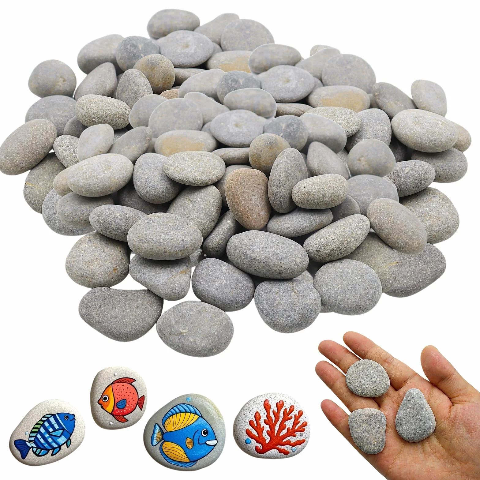 CATELL 50 piezas guijarros para pintar, 1-3 cm piedras planas naturales para decoración jardín