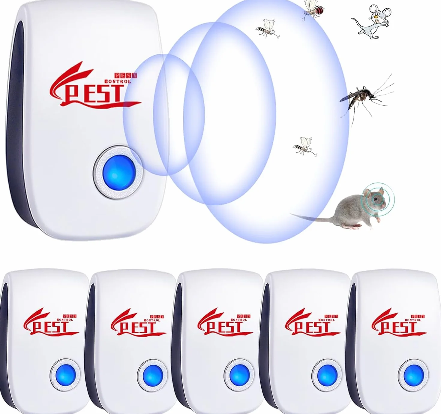 Repelente Ultrasónico de Plagas 6 Pack Electrónico Mosquitos Interiores