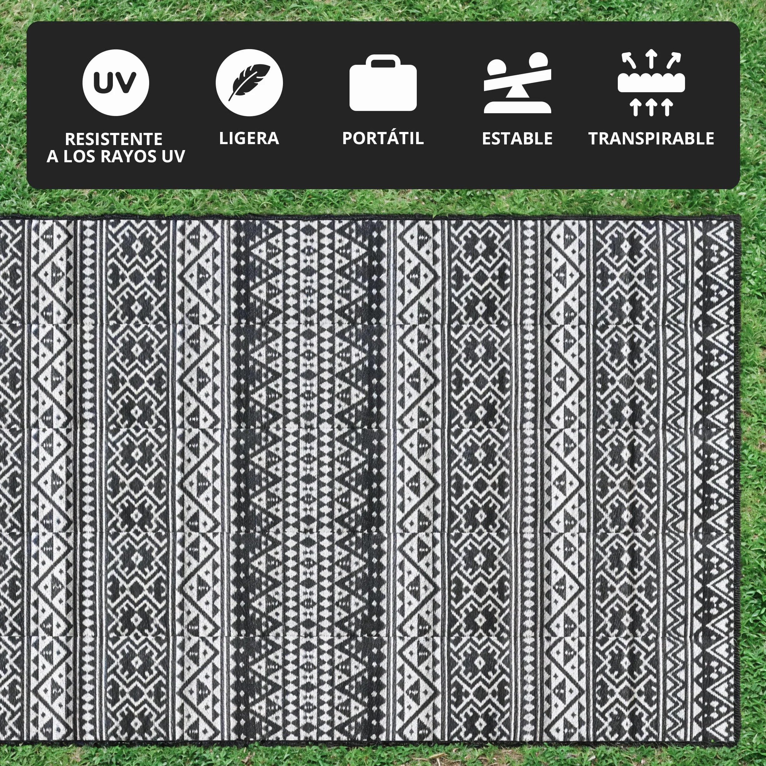 EVOCAMP Alfombra de Exterior 270x400 cm Resistente Intemperie Fibra Polipropileno