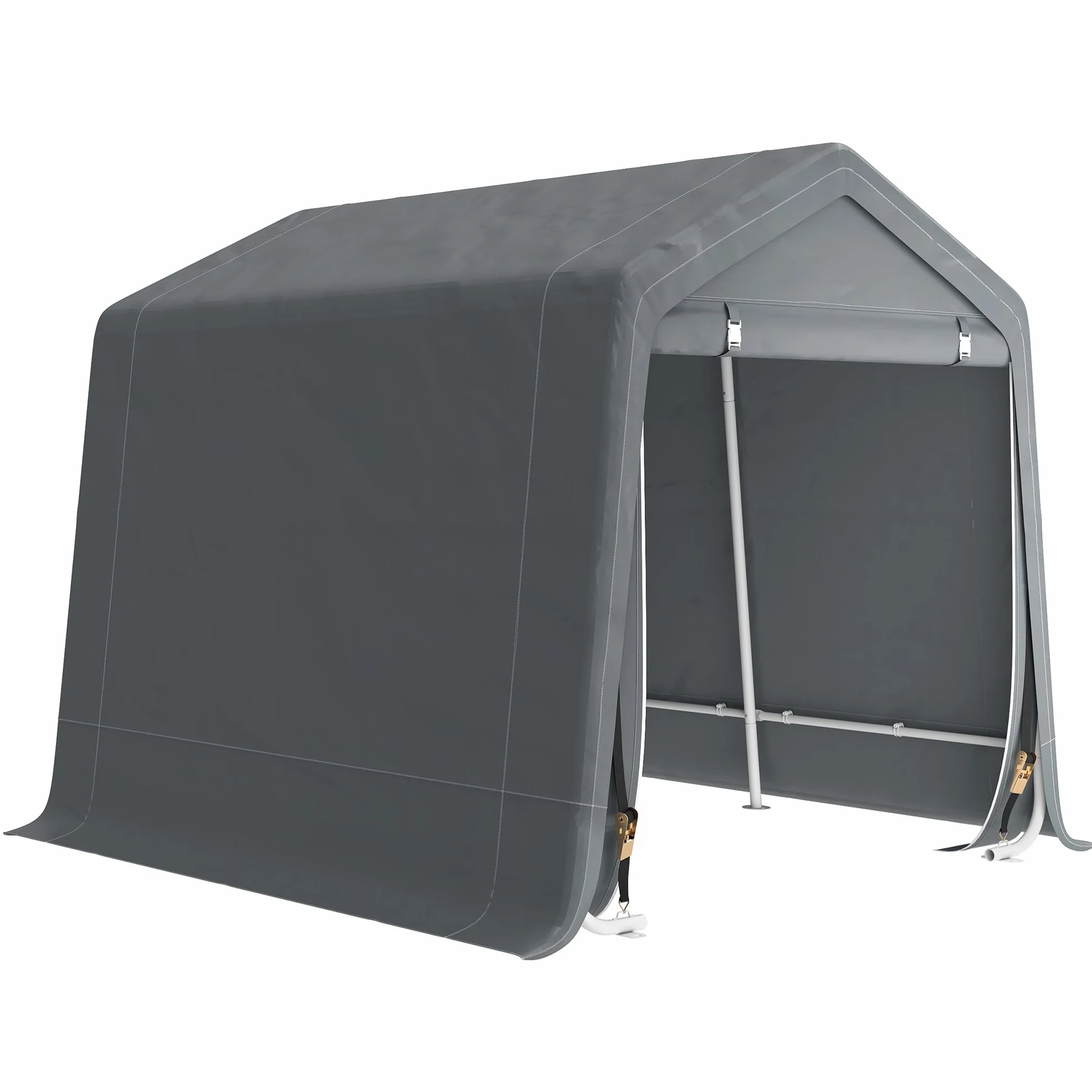 Outsunny Carpa de Jardín 2,4x2x2 m Cobertizo Exterior Impermeable Anti-UV Garaje Portátil Gris