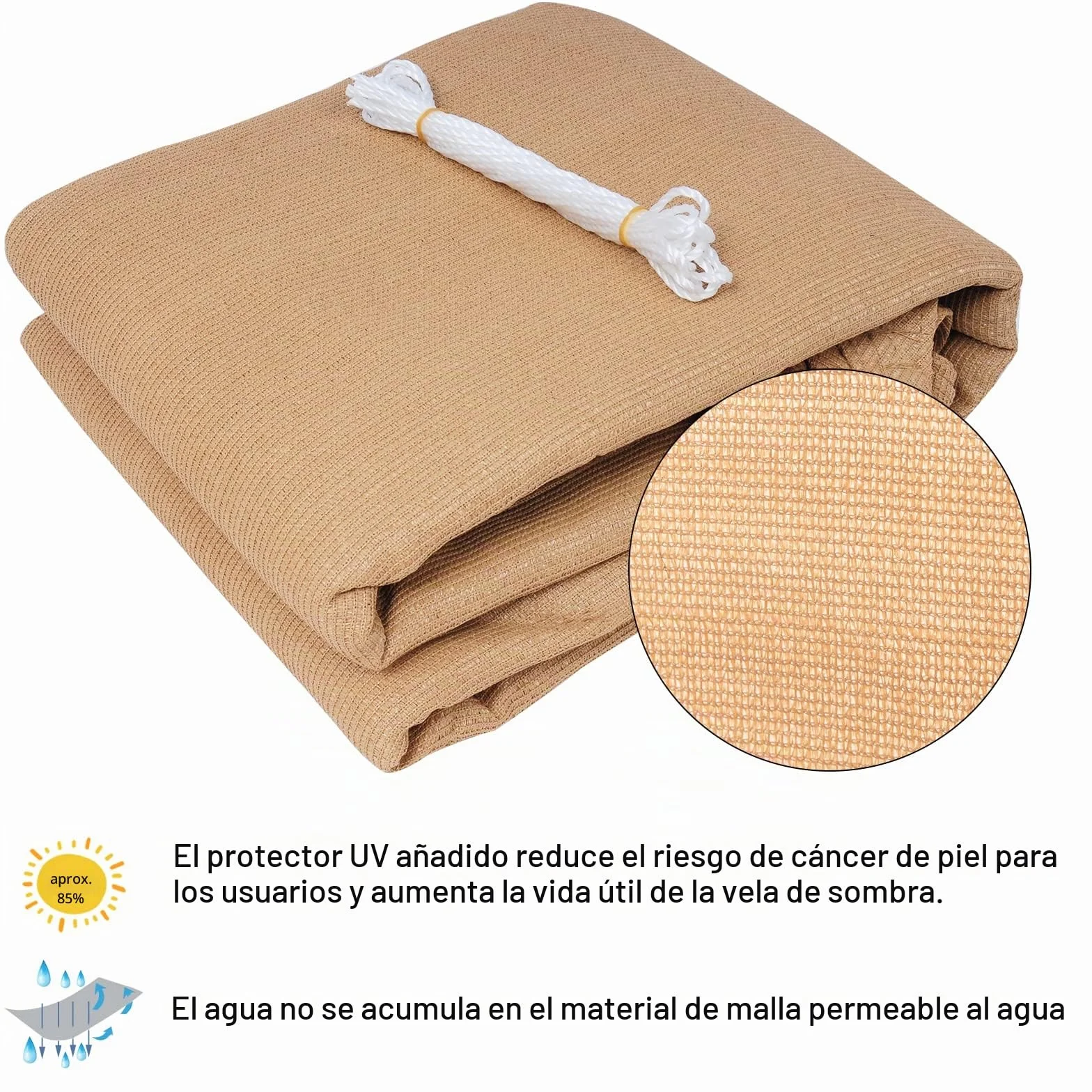 WOLTU Toldo Vela de Sombra Cuadrado 4x4 m HDPE Transpirable Anti Rayos UV Solar protección 85% Resistente Jardín Patio Exteriores Arena