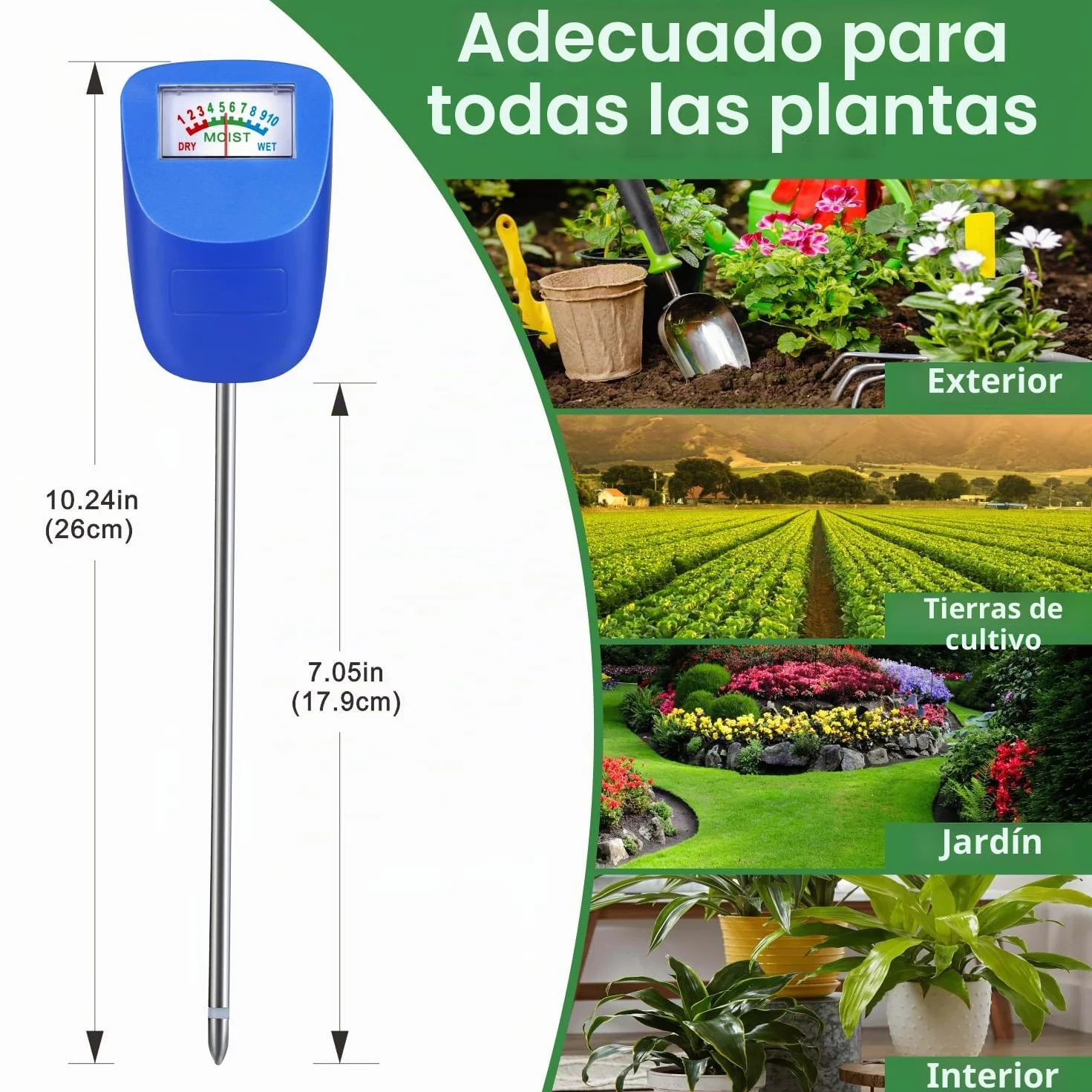 XLUX Medidor de suelo para plantas, sensor de humedad, monitor de agua, paquete de 2