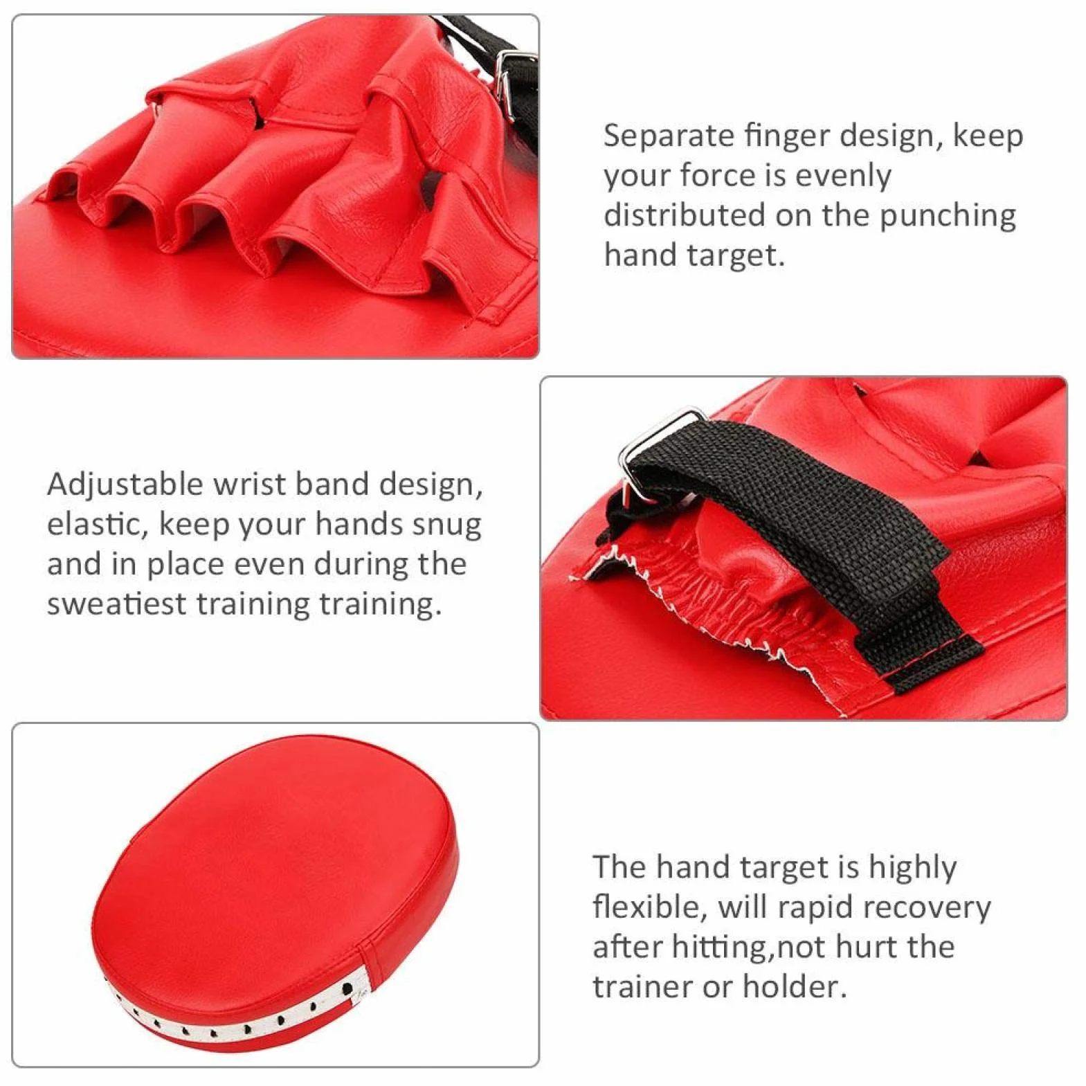 Guante de Boxeo Almohadilla de Mano Focus Punch Pad Kick Palm Pad Entrenamiento Sanda Taekwondo Rojo