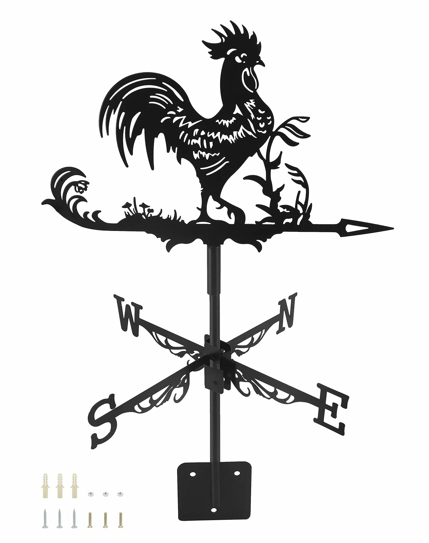 QWORK® Weathercock Weather Veleta Retro Metal Indicador de dirección del Viento para Techo jardín
