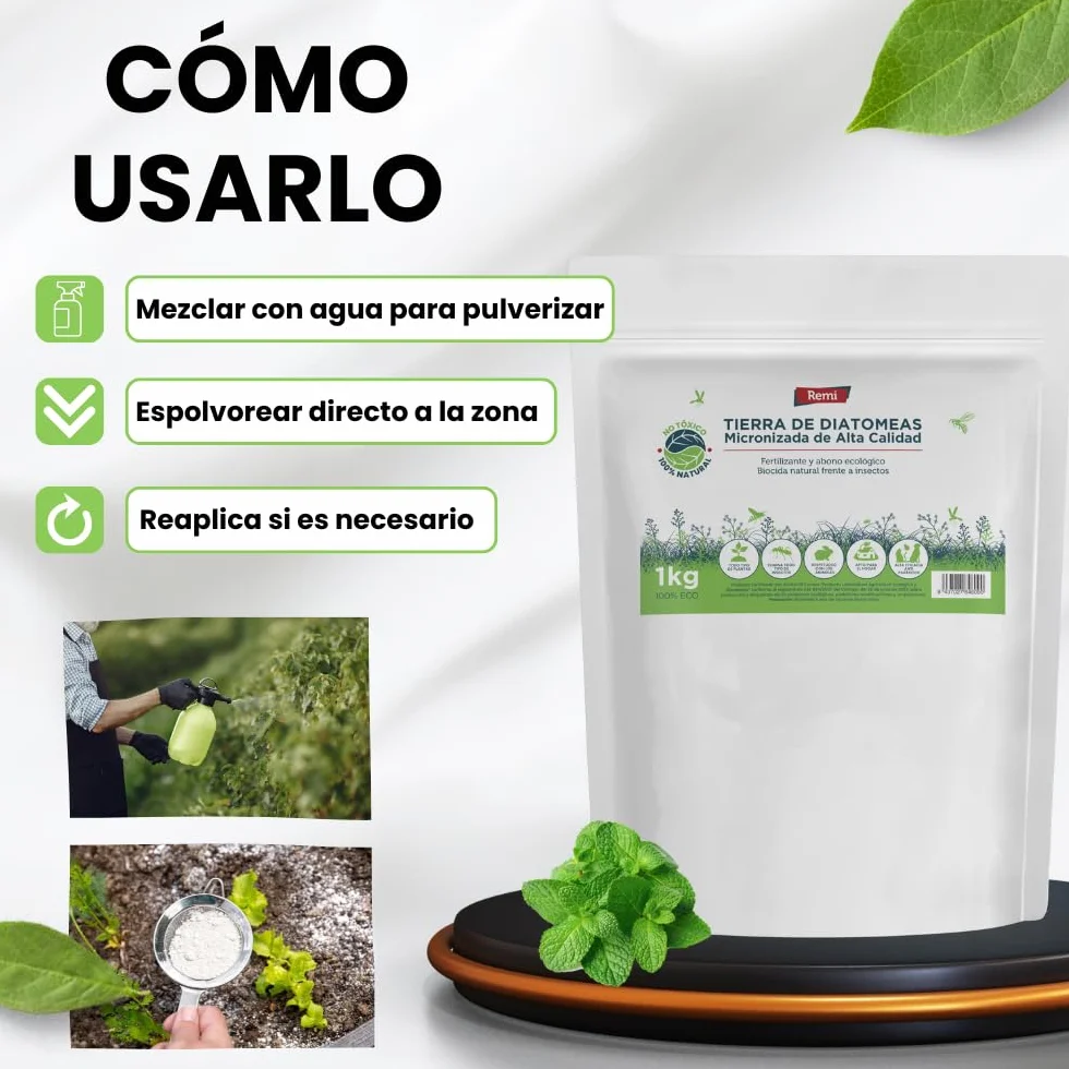 Remi Hogar Tierra de Diatomeas Micronizada 1 kg Ecológico Ultrafina para Huerto Jardín
