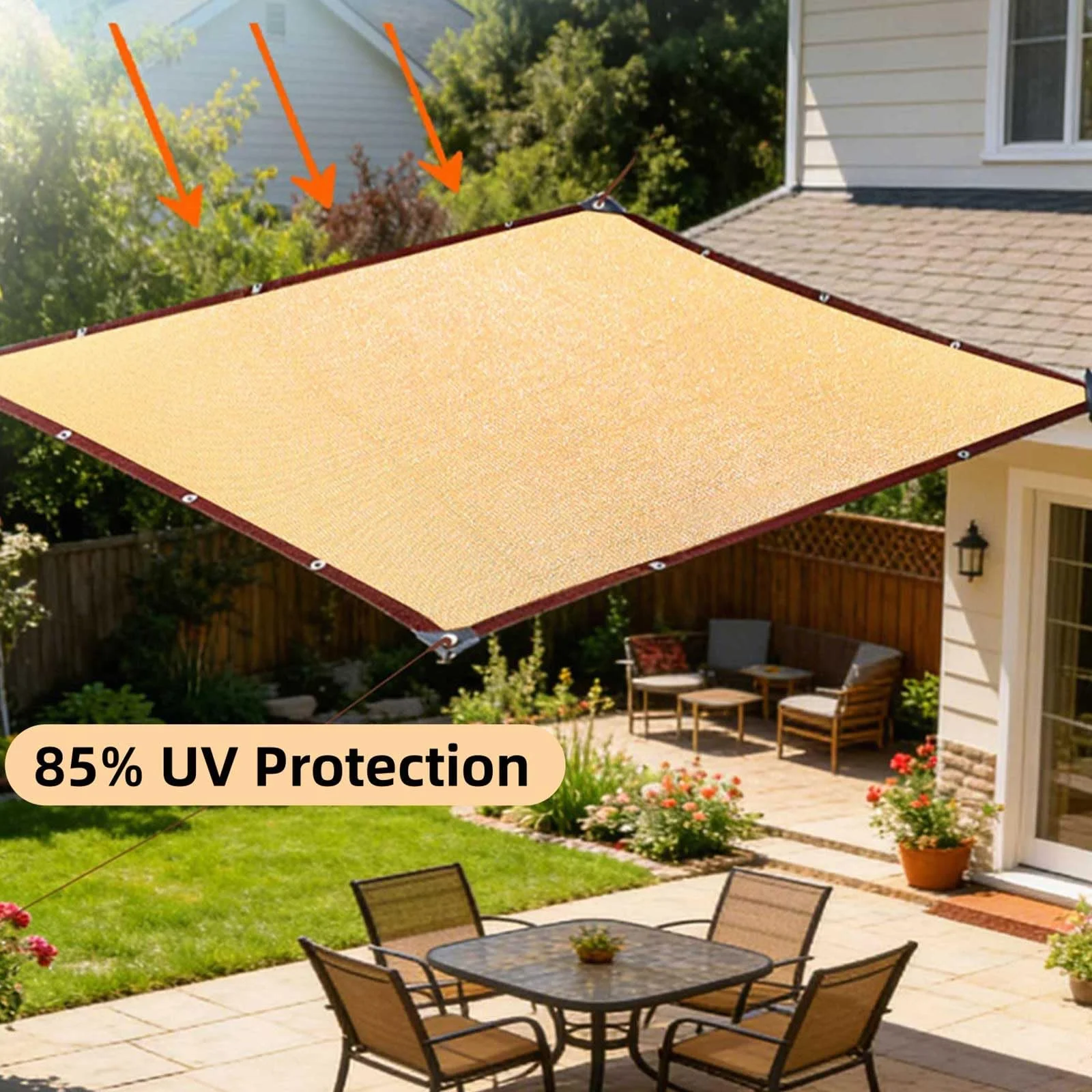 Red de Sombra 100 x 1000 cm con Ojales 85% Protección Solar Toldo Vela de Sombra Transpirable, Resistente Viento para Invernadero, Jardín, Granero, Exterior, Amarillo