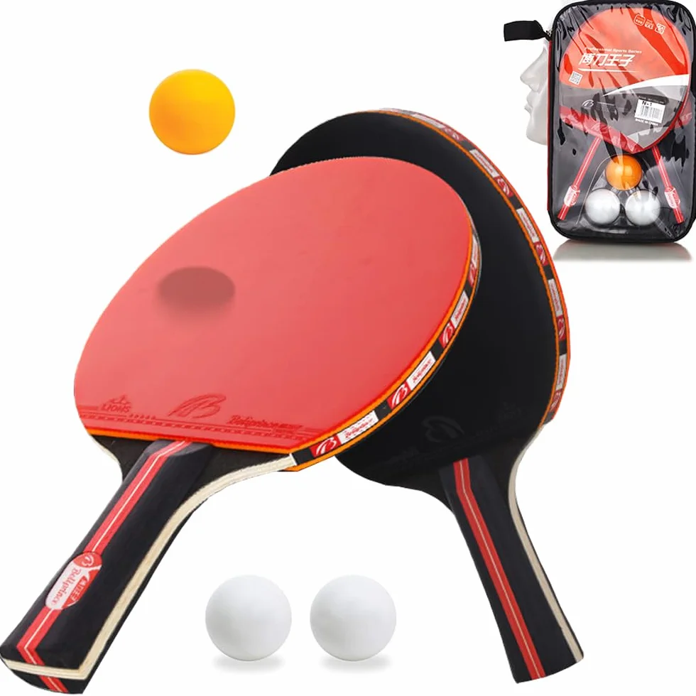 Set de Tenis de Mesa Amaza Palas Ping Pong - 2 Raquetas y 3 Pelotas, Paleta de 7 Capas Madera de Álamo + Esponja 2 mm