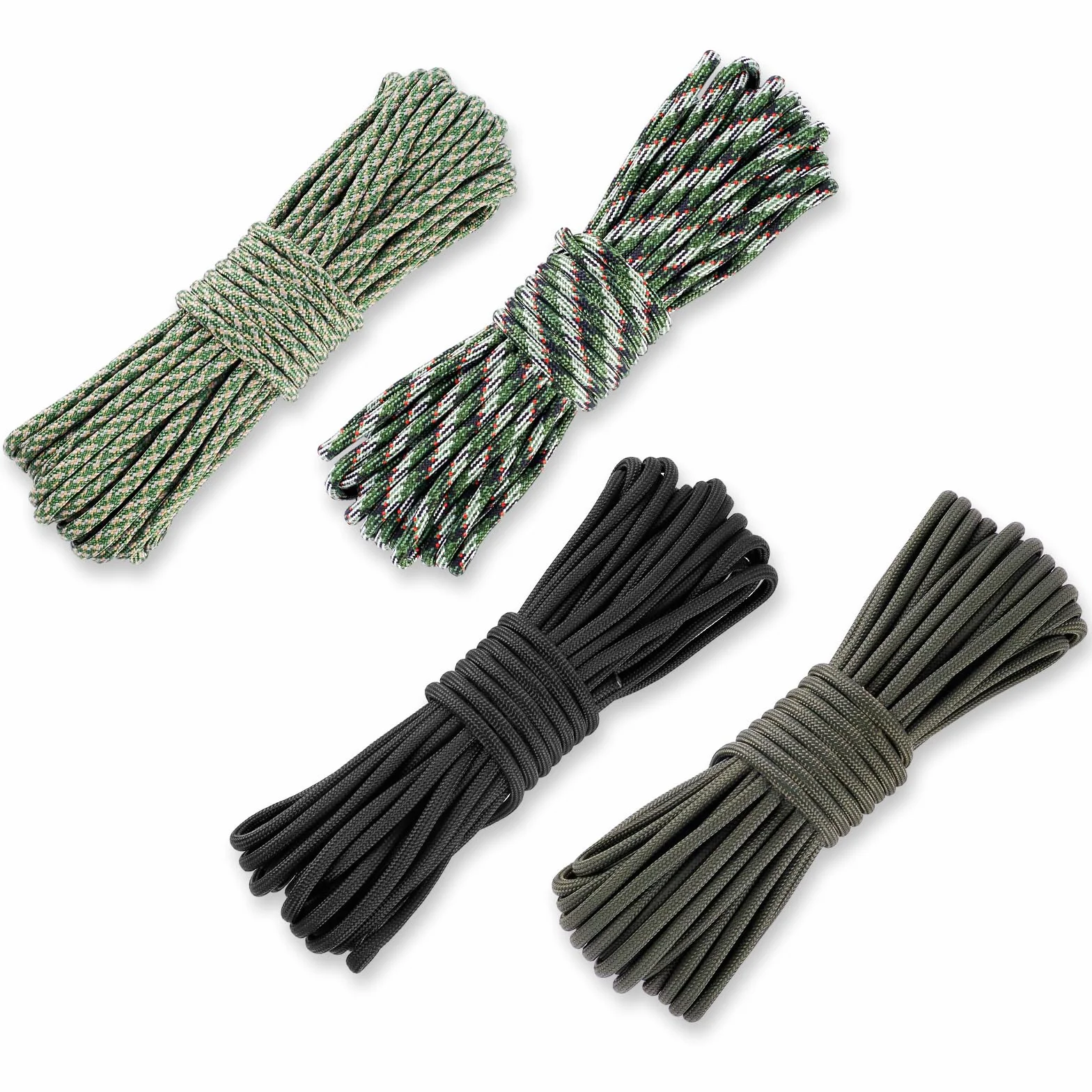 Paracord 4 unidades 33 x 4 mm 7 núcleos 100% nailon para pulsera correa perro camping supervivencia