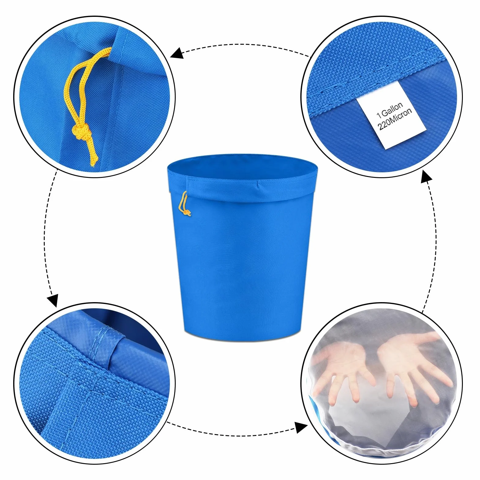 Hyindoor 4L 1 Gallon Bubble Hash Bag Bolsa de Extracción de Esencia de Hierbas Juego de 5 PCS