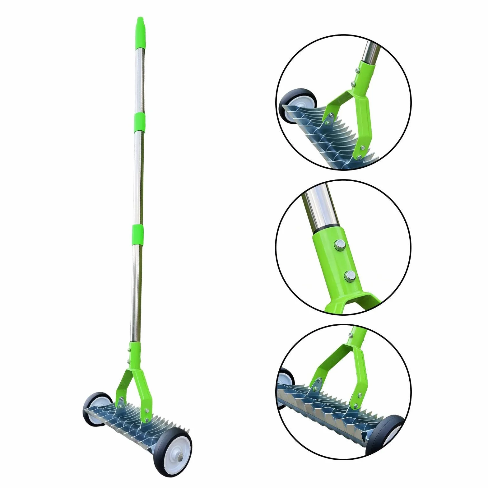 Rastrillo Desbrozador Mango Ajustable | Equipo de Limpieza de Jardín para Recoger Hojas y Restos Vegetales en Patios, Jardines y Fincas, para Personas Mayores y