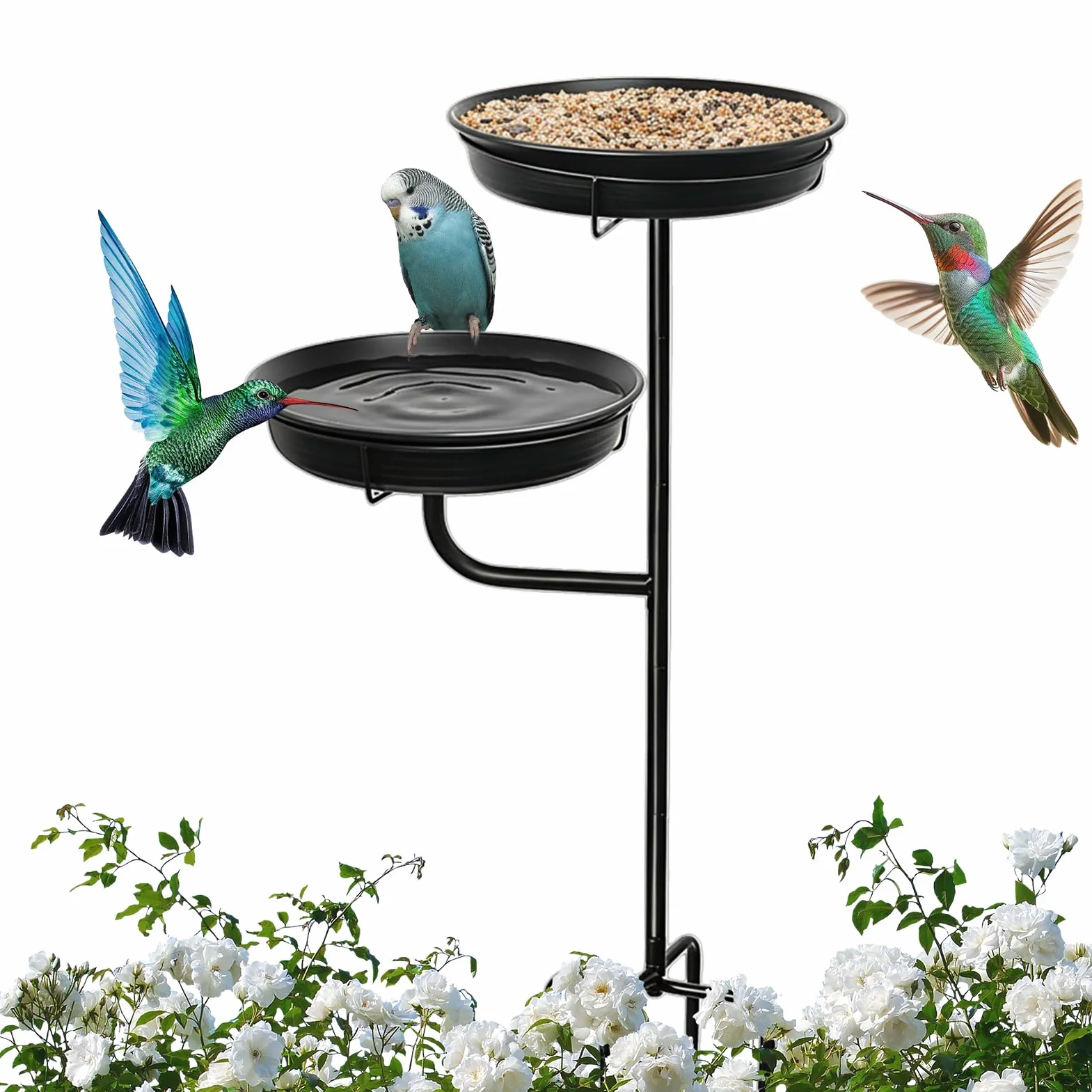 Bebederos para Pájaros De Pie Para Aves | Bebedero De Metal Con Base De Estaca De 4 Púas en Exterior, Jardín, Patio, Terraza, Pabellón, Decoración de Césped,