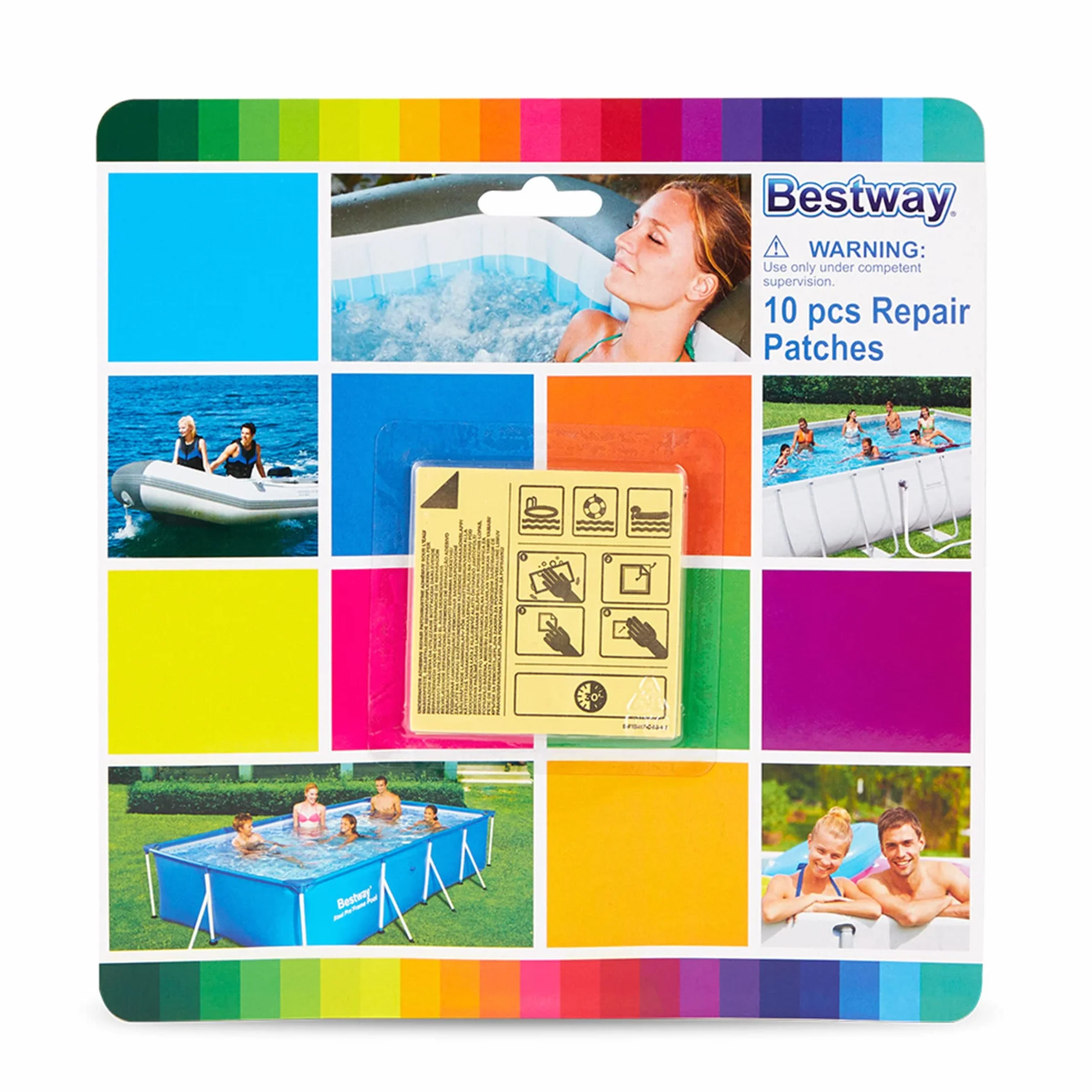 Bestway Flowclear Parches de reparación adhesivos subacuáticos 6,35 x 6,35 cm 10 uds