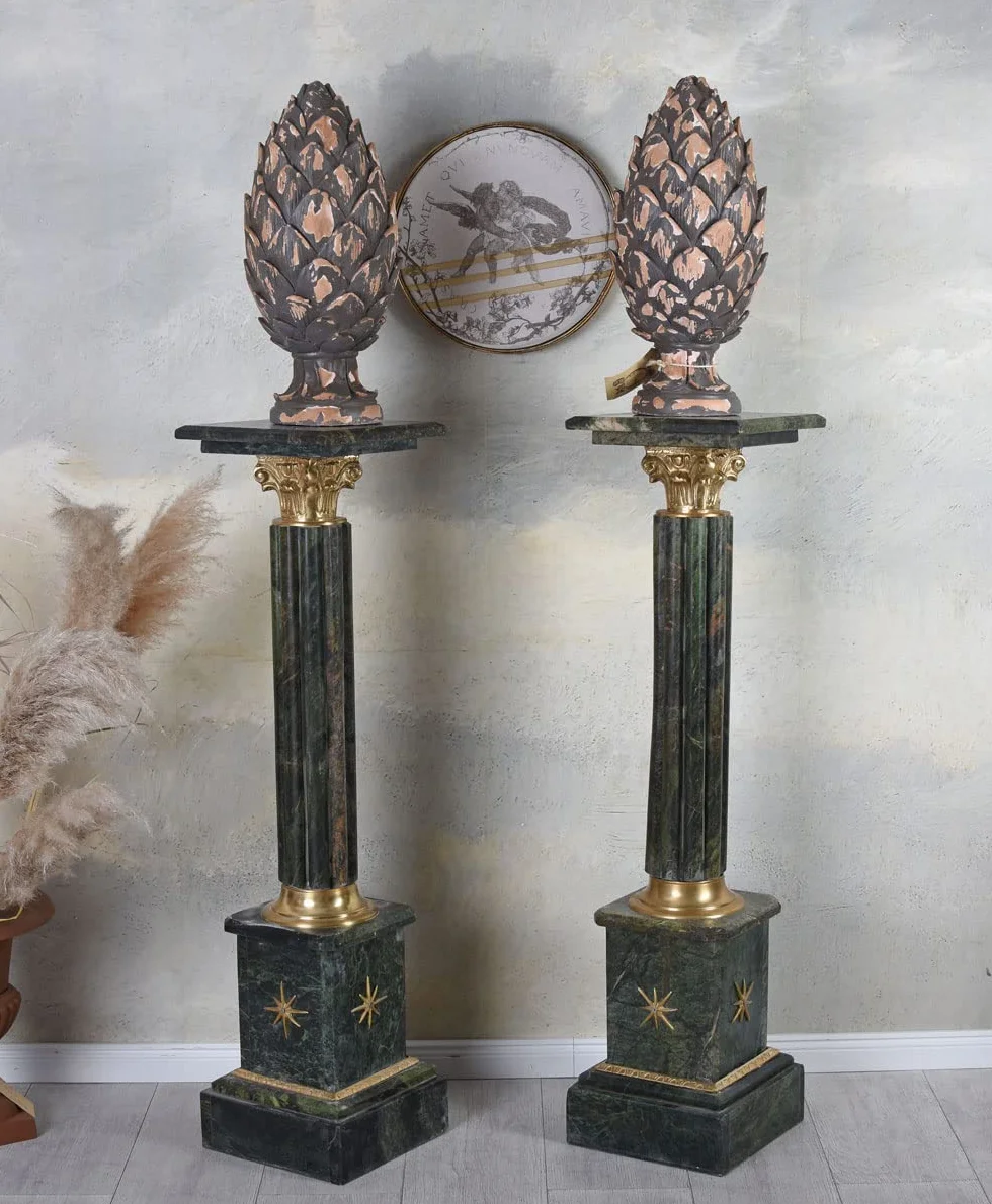 Palazzo Barroca Columna de Mármol Verde Pilastra Antiguo 105cm bar083