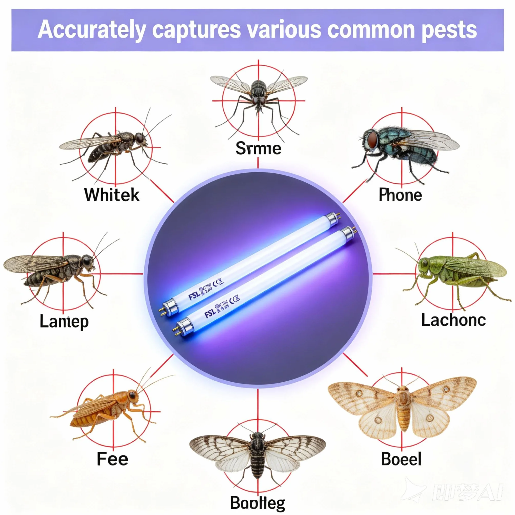 Tubos de Repuesto UV 365 nm 22.6 cm para Lámpara Antimosquitos 12W, Paquete de 2