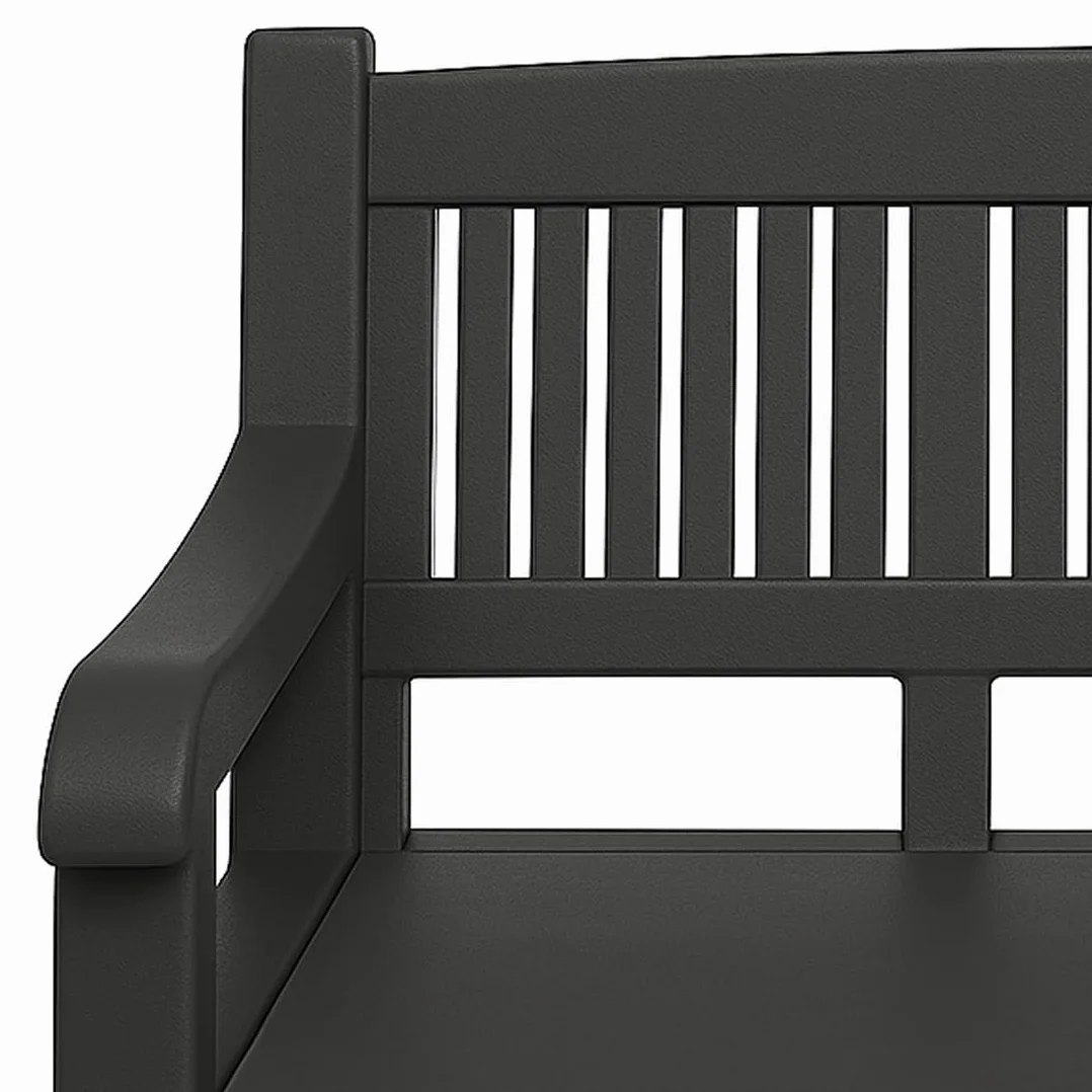 Banco de Jardin con Baul Almacenaje Integrado 130x60x85 Respaldo Alto Apoyabrazos Antracita 280L
