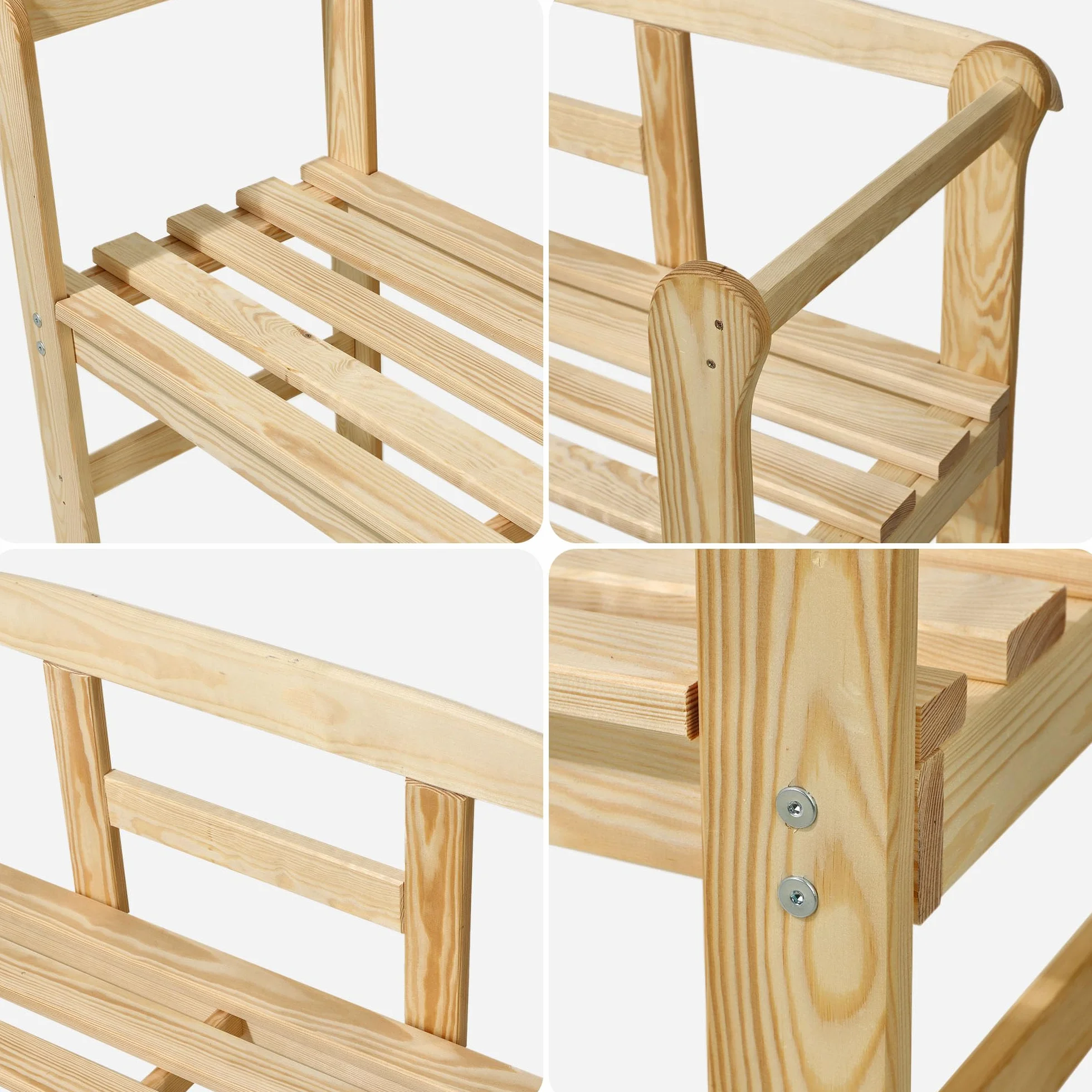 KADAX Banco de Jardín de Madera 119x44x76 cm Resistente a la Intemperie