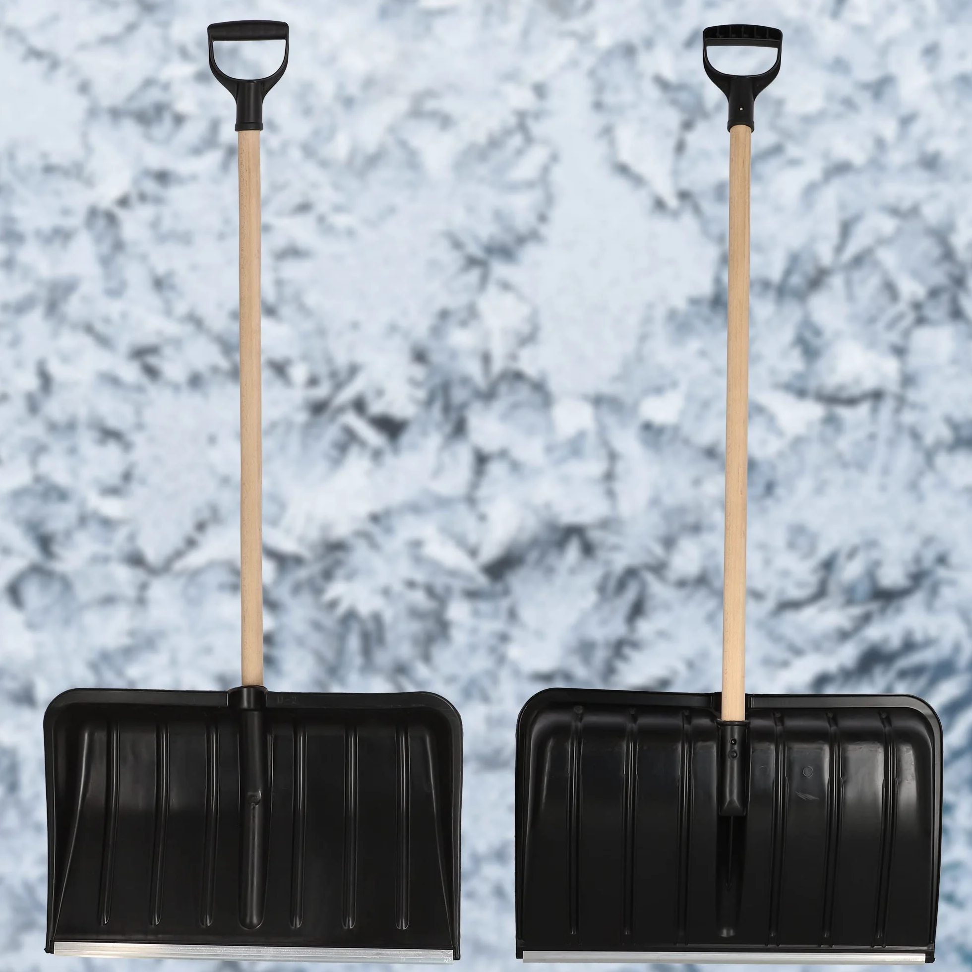 KOTARBAU Pala de Nieve Quitanieves 54cm Plástico Resistente Borde Aluminio Mango Madera