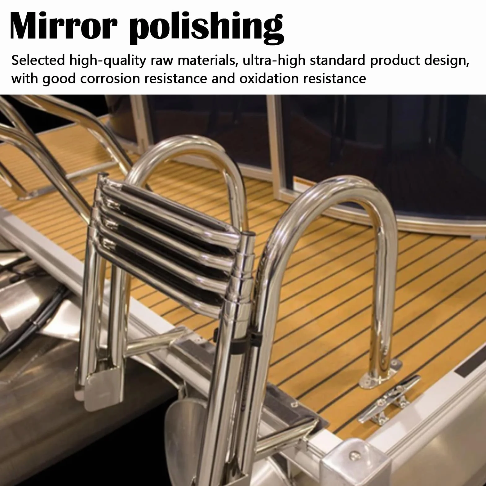 Escalera Baño 4 Escalones Acero Inoxidable Telescópica Plegable con Asas y Pedal Ancho para Piscina Barco