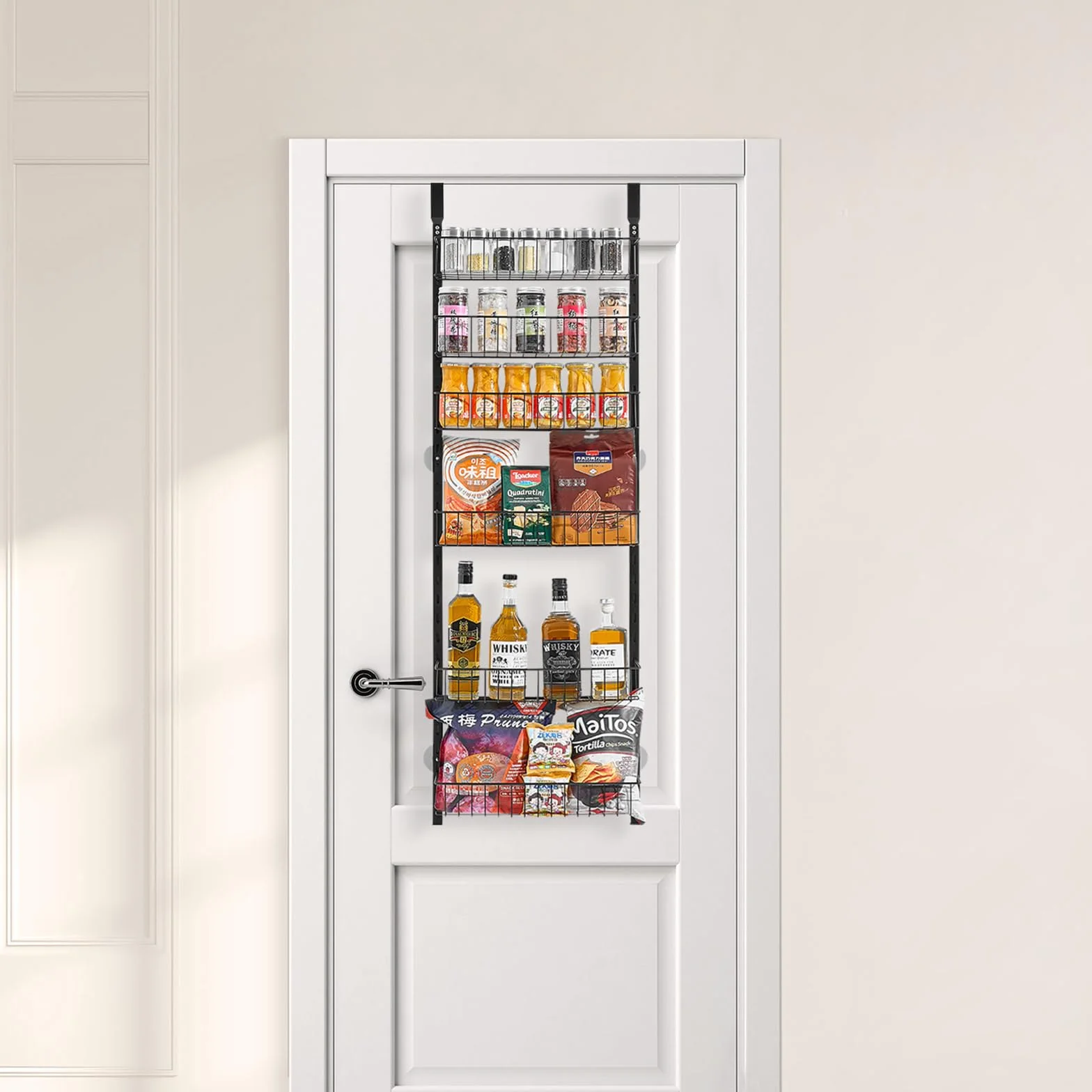 VEVOR Estante de Almacenamiento para Colgar Puerta 6 Niveles 42 x 18 x 133 cm Acero Negro