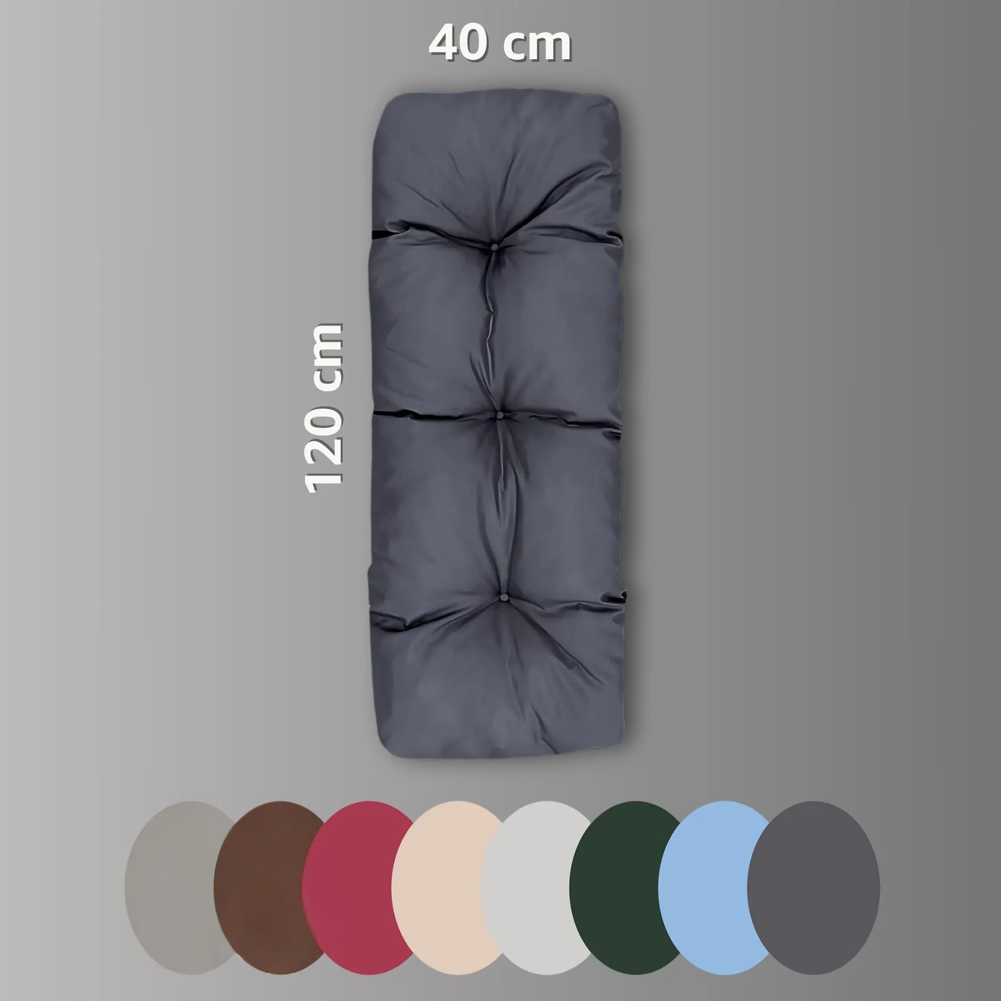 Cojines para palets Exterior Cojín de Respaldo 120x40 cm Gris