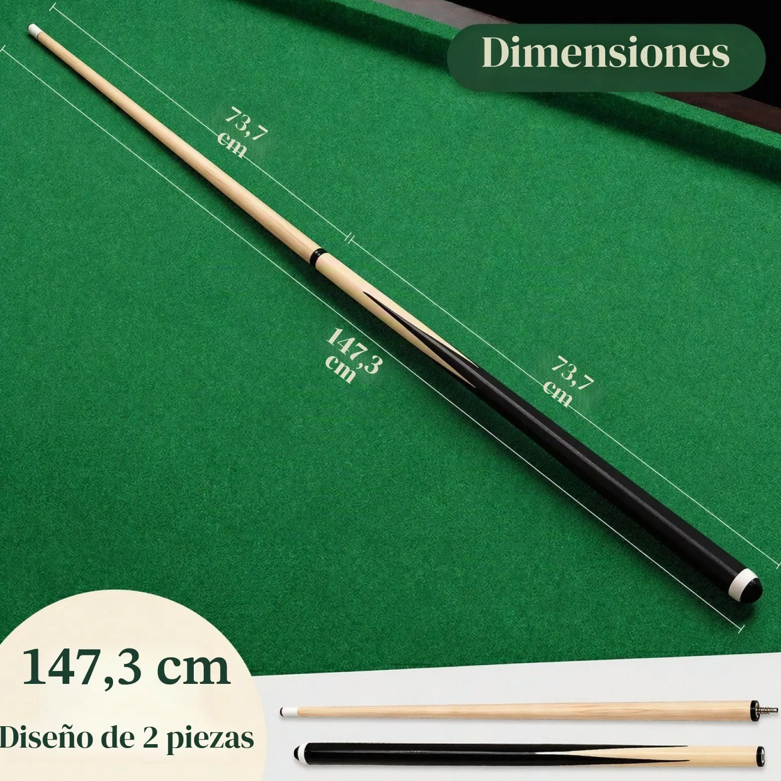36 Inch 48 Inch 58 Inch Hardwood Pool Cue Stick for Kids Youth Adults House Bar Pool Table