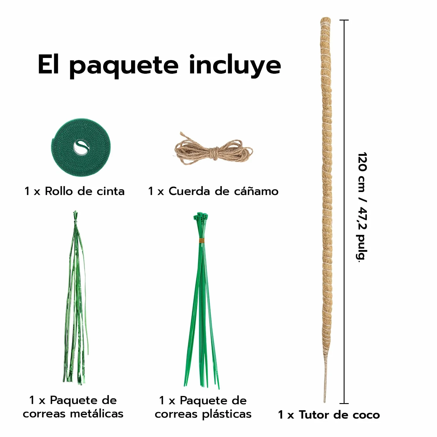 Mcbazel Tutor Plantas Trepadoras 120 cm Soporte Planta Coco Plegable 7 mm