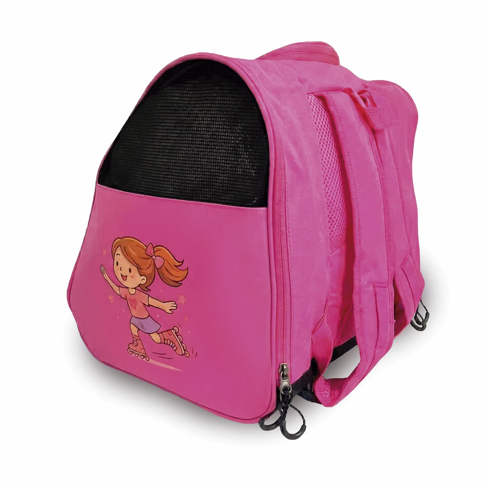 Bolsa para Patines para Niños Rosa Correa Ajustable Acolchada Mochila Patines Capacidad Accesorios Material Resistente Ligero