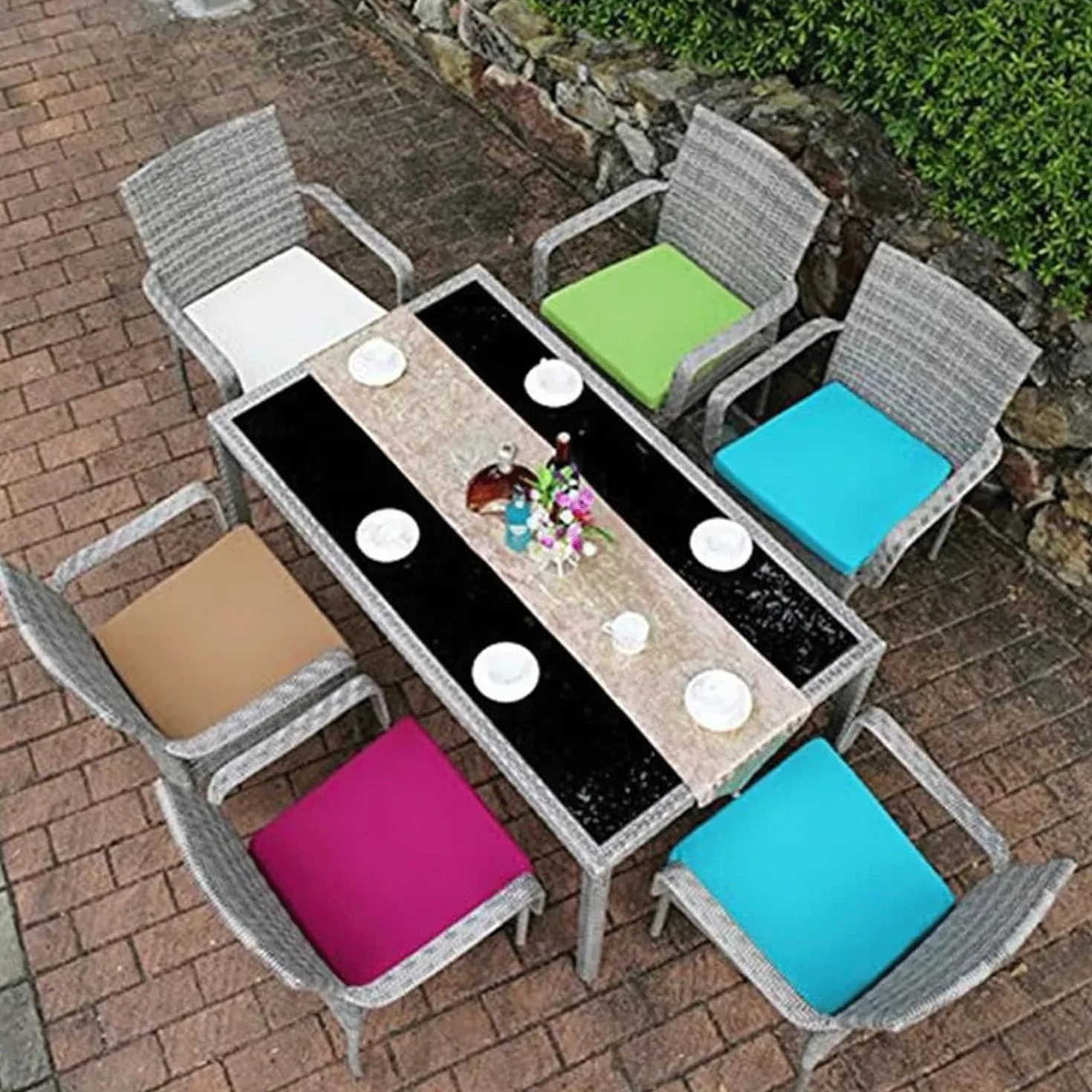 Funda de Cojín de Asiento Impermeable para Exterior 60x60cm 50x50cm para Muebles de Jardín Silla Sofá Patio Ratán