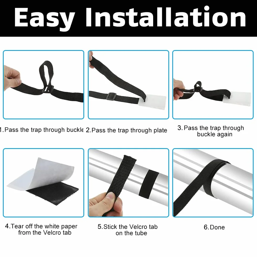 Kit de Fijación para Carrete de Cubierta Solar, Universal Clip con 8 Correas de Nailon, Placas y Hebillas