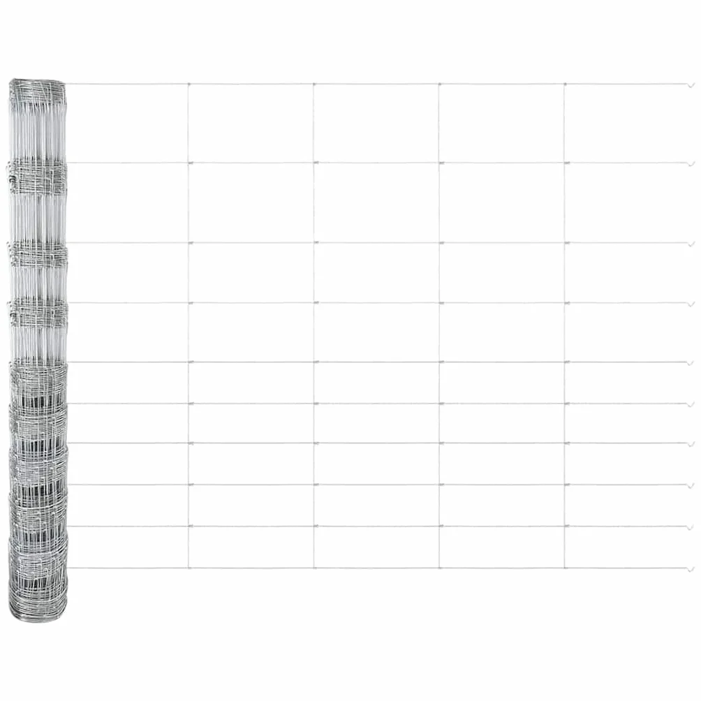 Valla de campo plateada, 25 x 1,2 m, acero galvanizado, valla de malla para exterior, jardín, terraza, solución resistente y duradera