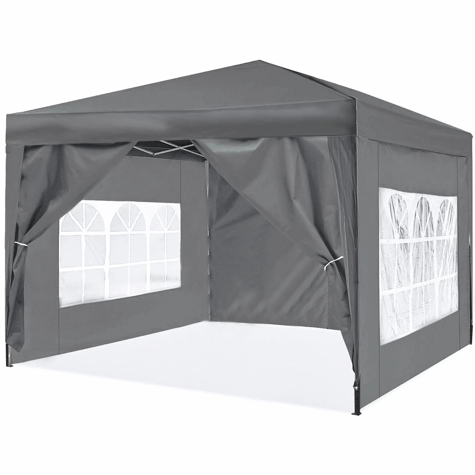 ISE Carpa Plegable 3x3, pergolas de Jardin Robusto, Carpas para Exteriores con 4 Paredes pergolas de Laterales para Reception, Fiesta, Camping, Festival, Cerveza, Carpa Camping Gris