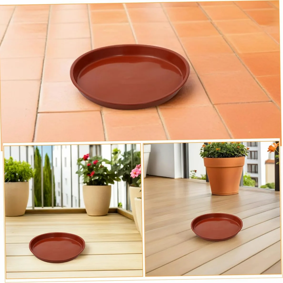 jojofuny 25 Piezas Bandejas Redondas de Plástico para Plantas Platillos para Macetas con Drenaje Reutilizables Bandeja para Jardín Interior y Exterior Base Resistente para Suculentas y