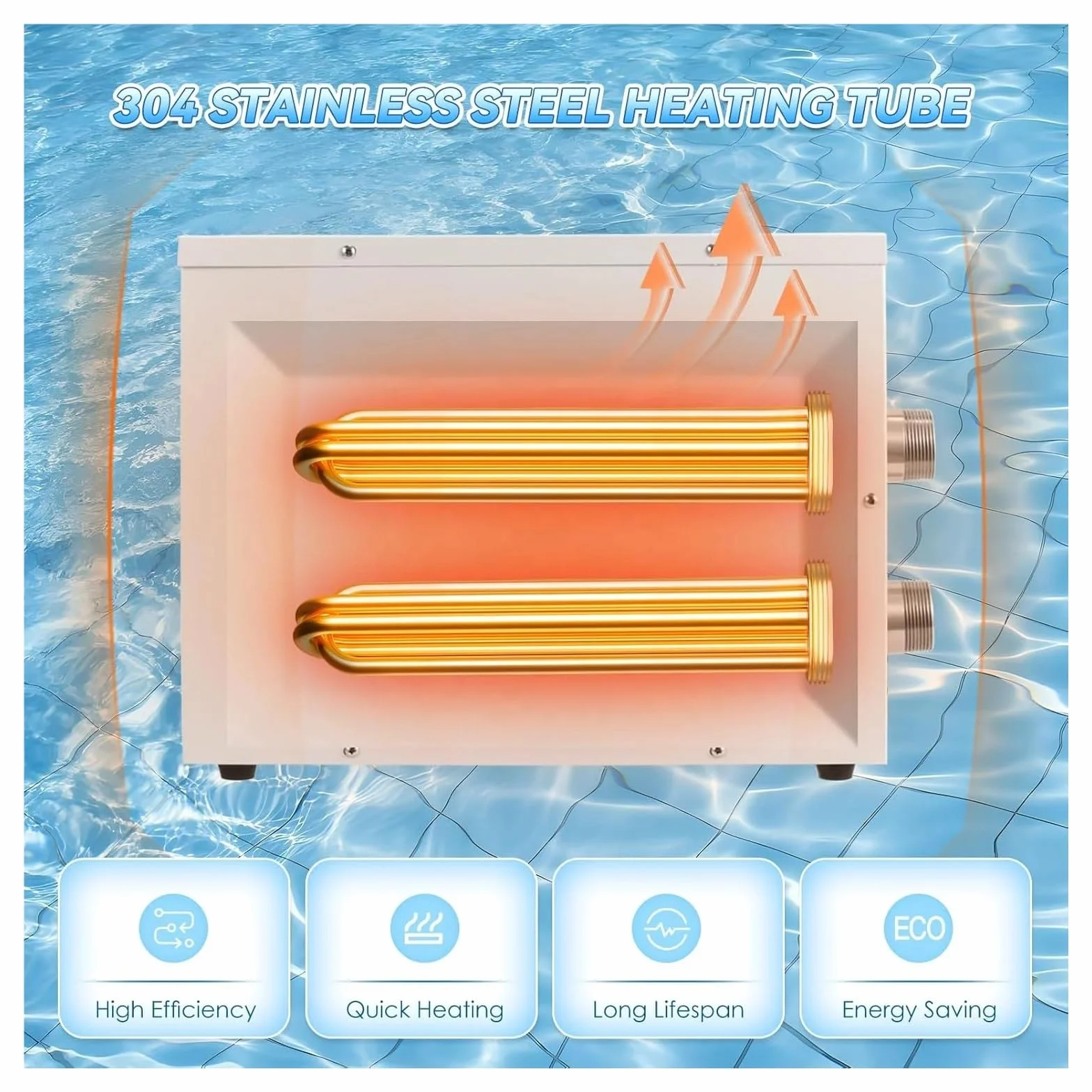 Bomba de Calor para Piscina 15 kW con Pantalla táctil Digital, Calentador de Agua eléctrico
