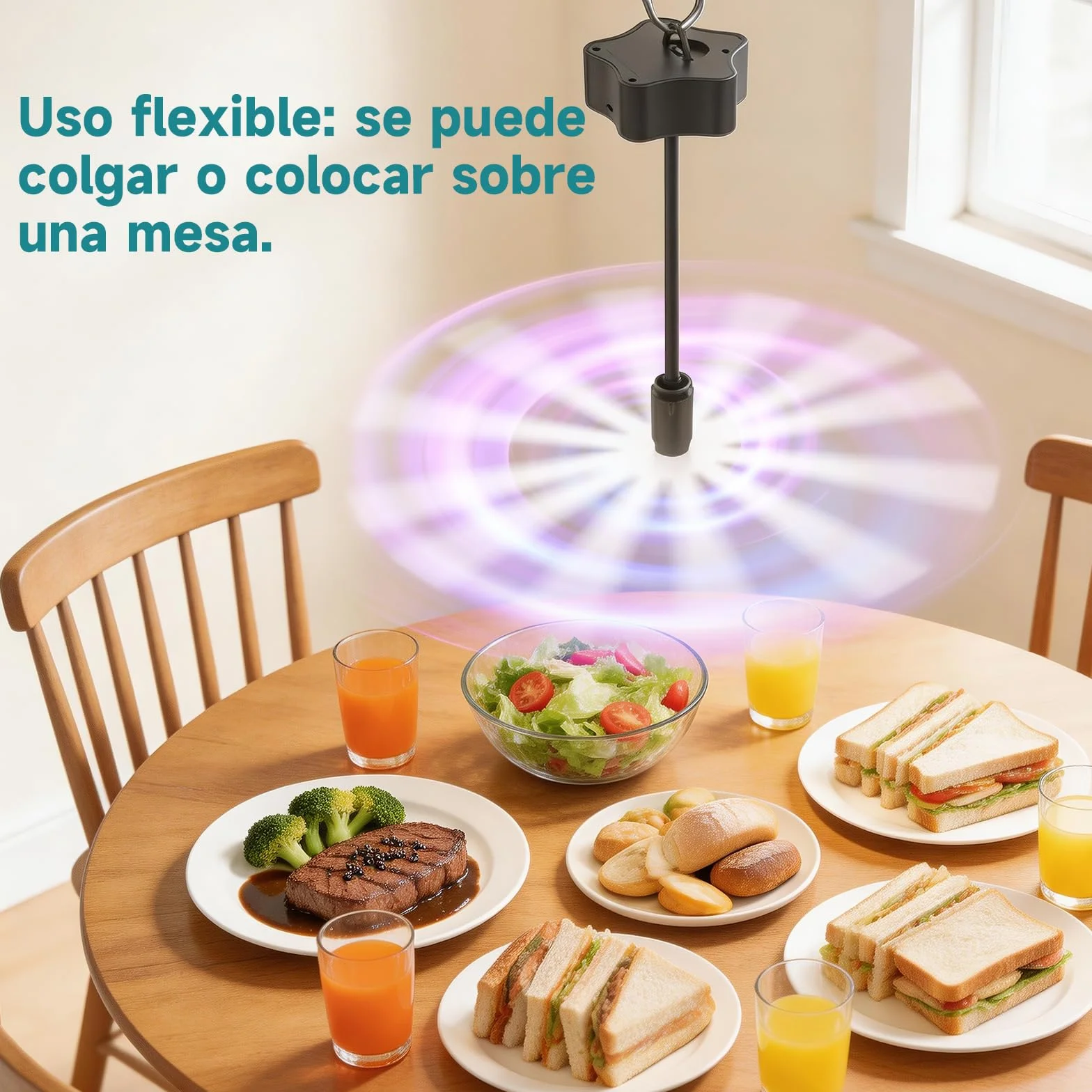 Ventilador de Mesa Antimoscas Recargable USB Repelente de Moscas 4 Piezas