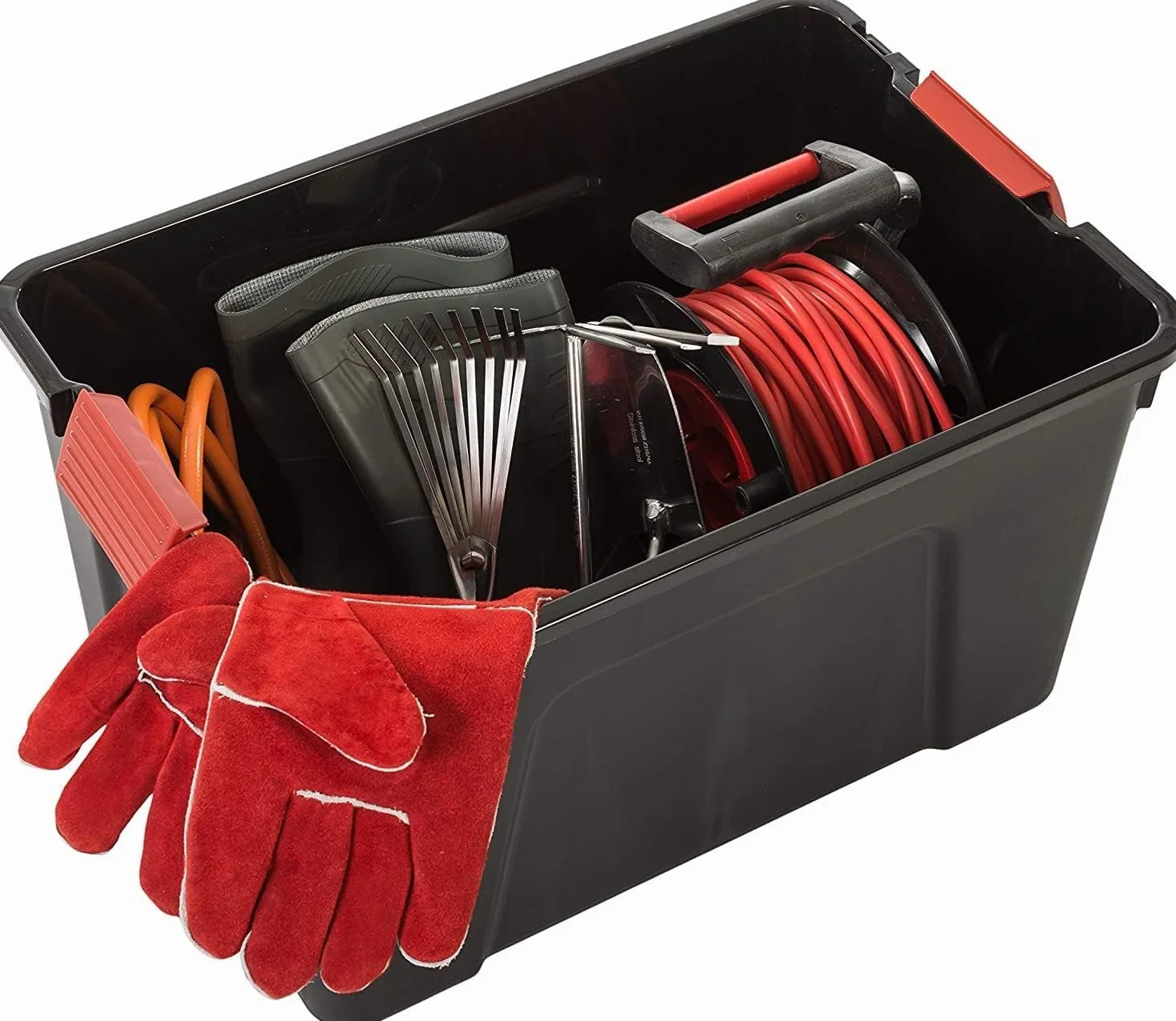 Iris Ohyama Caja de almacenamiento de plástico 60 L SIA-60 Apilable Negro Lote de 3