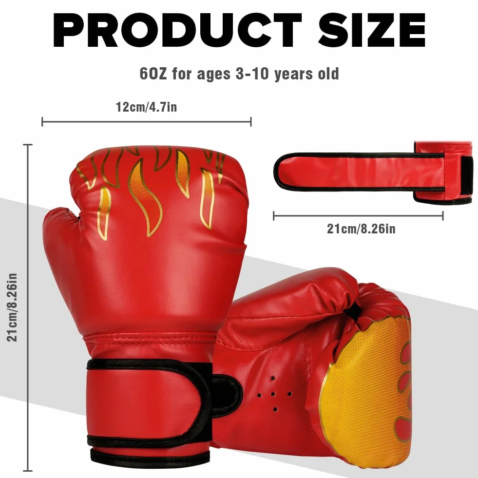 Flintronic Guantes de Boxeo para Niños 4OZ 6OZ Entrenamiento Kickboxing Muay Thai MMA