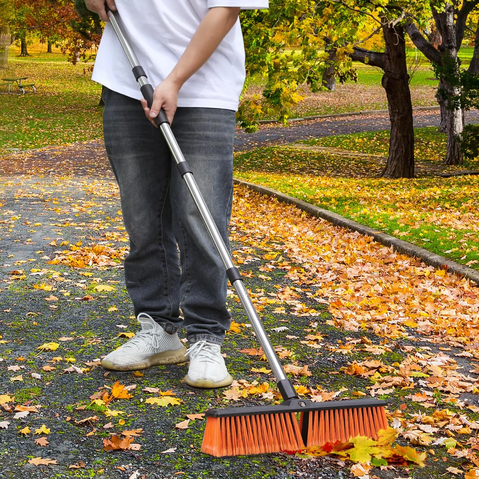 Mitclear 45cm Cepillo Exterior con Mango Extensible 163cm Escoba Cerdas Duras para Jardín Cesped Artificial Terraza