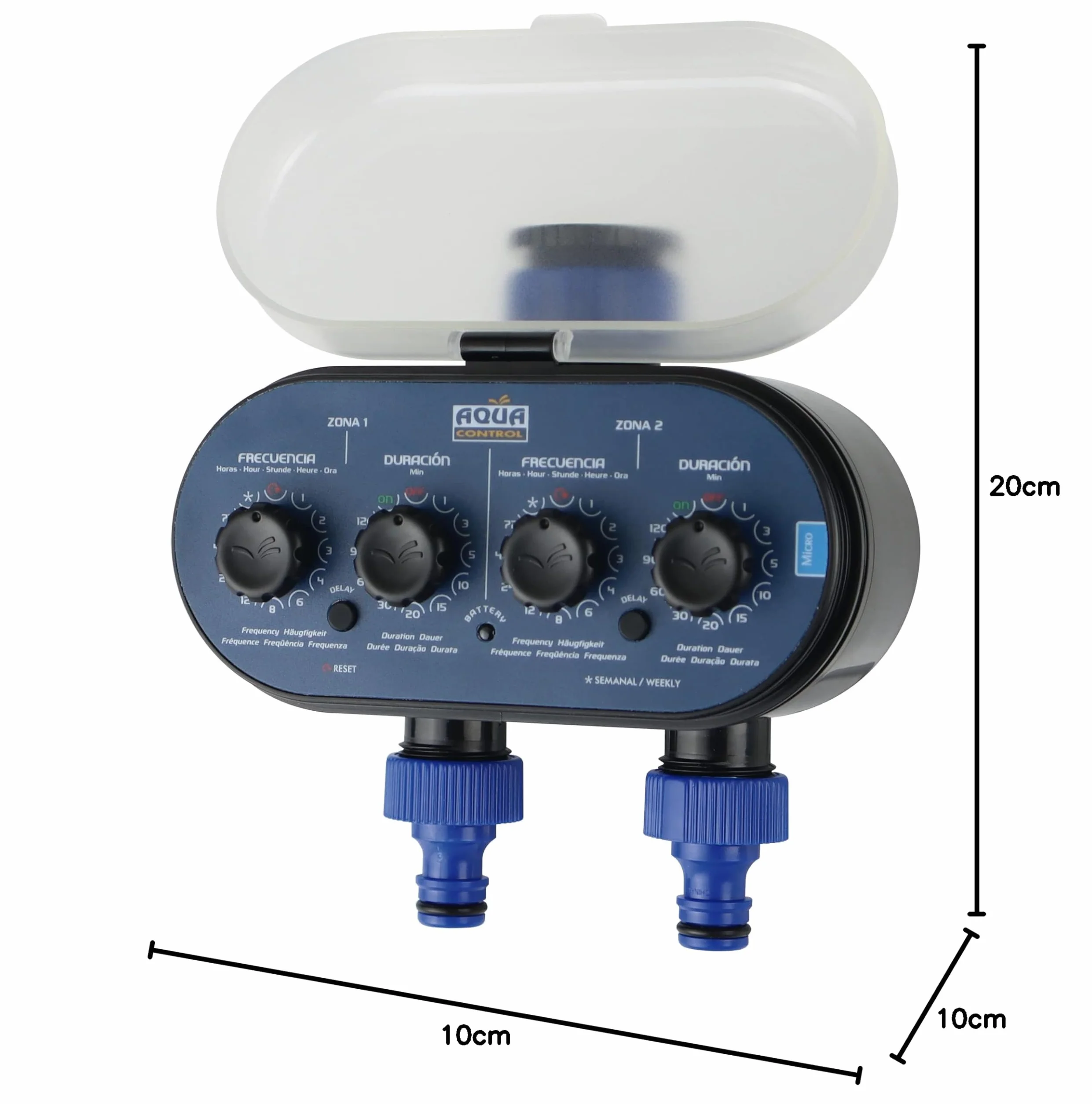 Programador de Riego Aqua Control C4011 con 2 Salidas Independientes para Jardín
