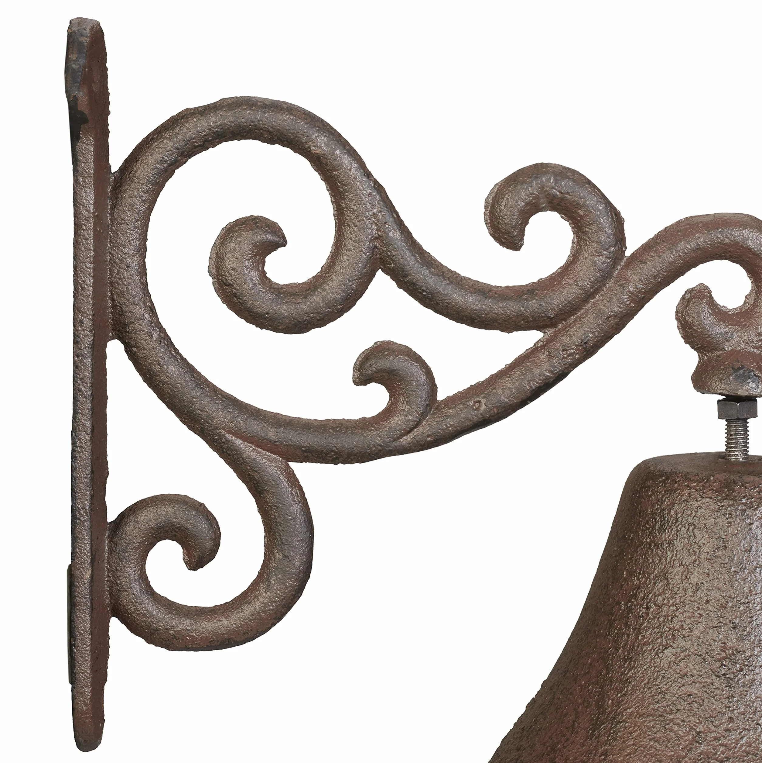 Relaxdays Campana Pared Arabescos Hierro Fundido Retro Timbre Exterior Marrón