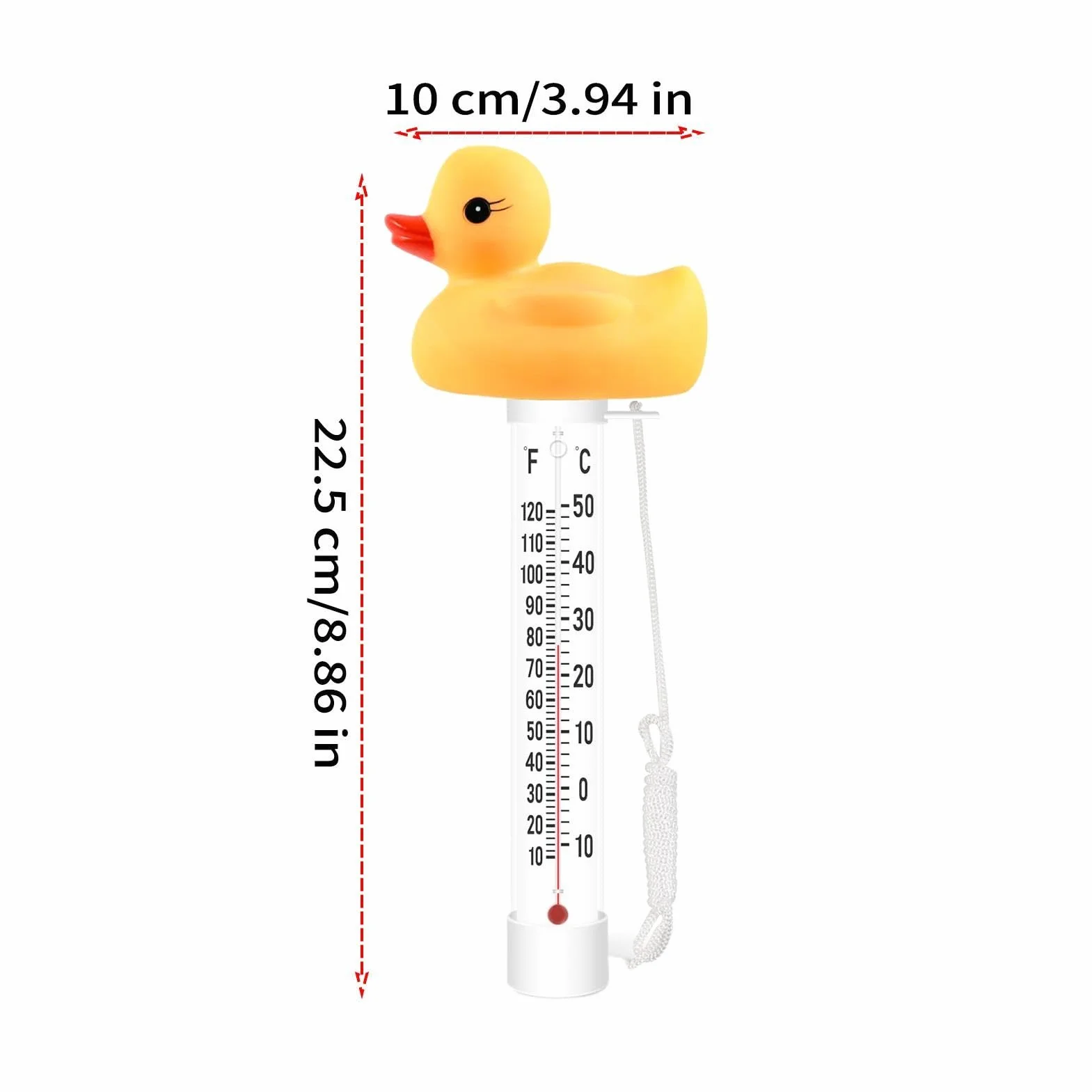 Termómetro Flotante para Piscina Pato Pulpo 10x22,5cm -10 a 50°C Cuerda Antipérdida