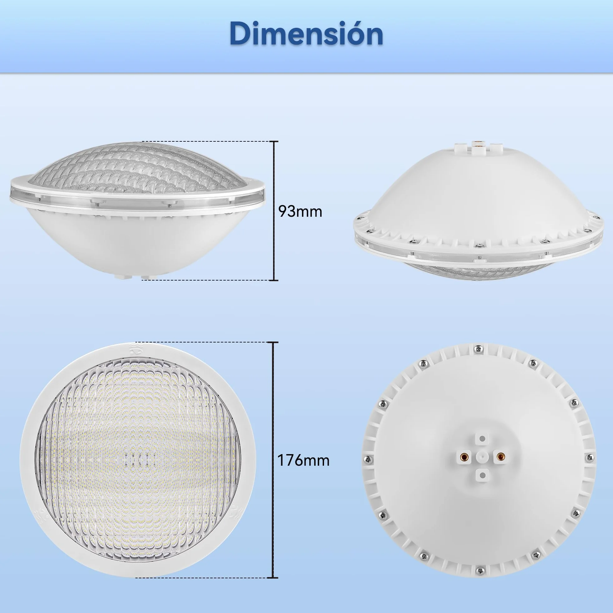 LyLmLe LED Piscina PAR56 18W Foco Sumergible 1800lm 120° IP68 12V DC/AC 6000K