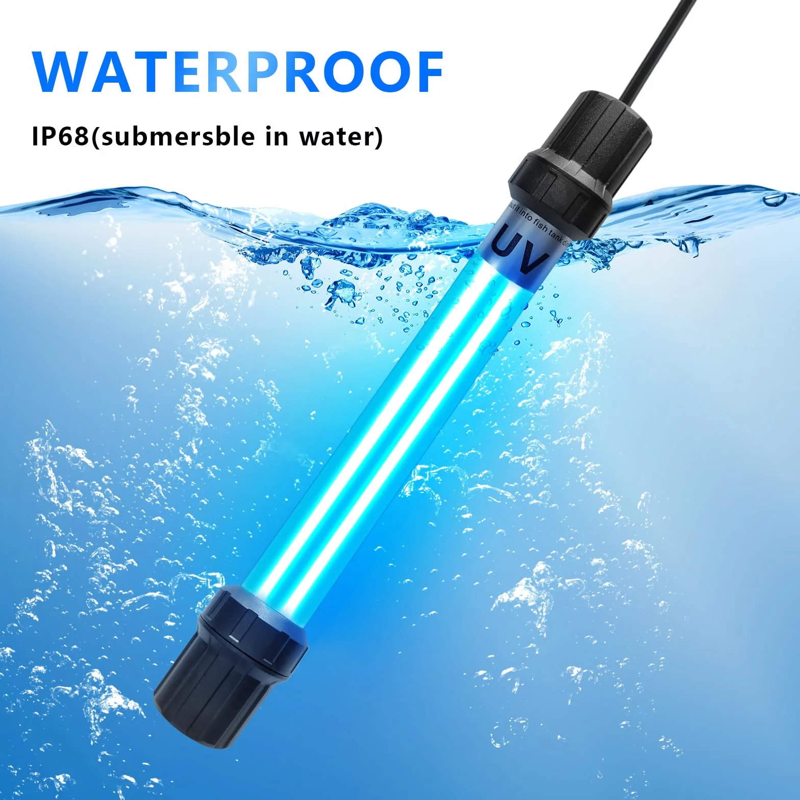Coospider Luz UV Acuario 18W Clarificador Agua 100-1000 Galones Estanque Koi Piscina