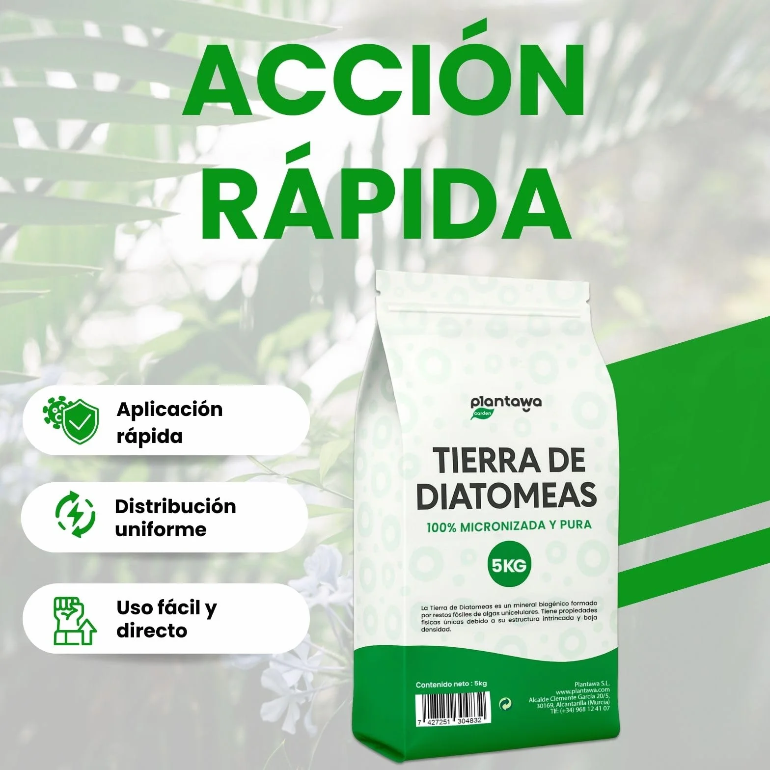 PLANTAWA Tierra de Diatomeas 5 kg Polvo Ultrafino Alta Pureza Materia Prima Natural