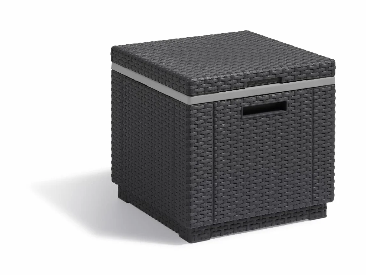 Keter Ice Cube Mesa Nevera Exterior Resina Ratán 42x42x41 cm Grafito