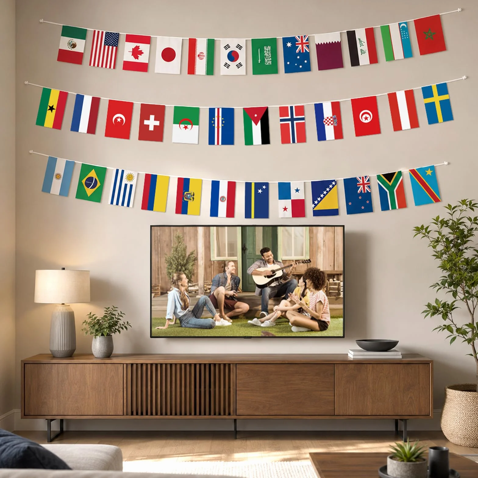 G2PLUS Guirnalda Banderas Copa del Mundo 15 m Mundial 2026 Decoración Fútbol 14 x 21 cm