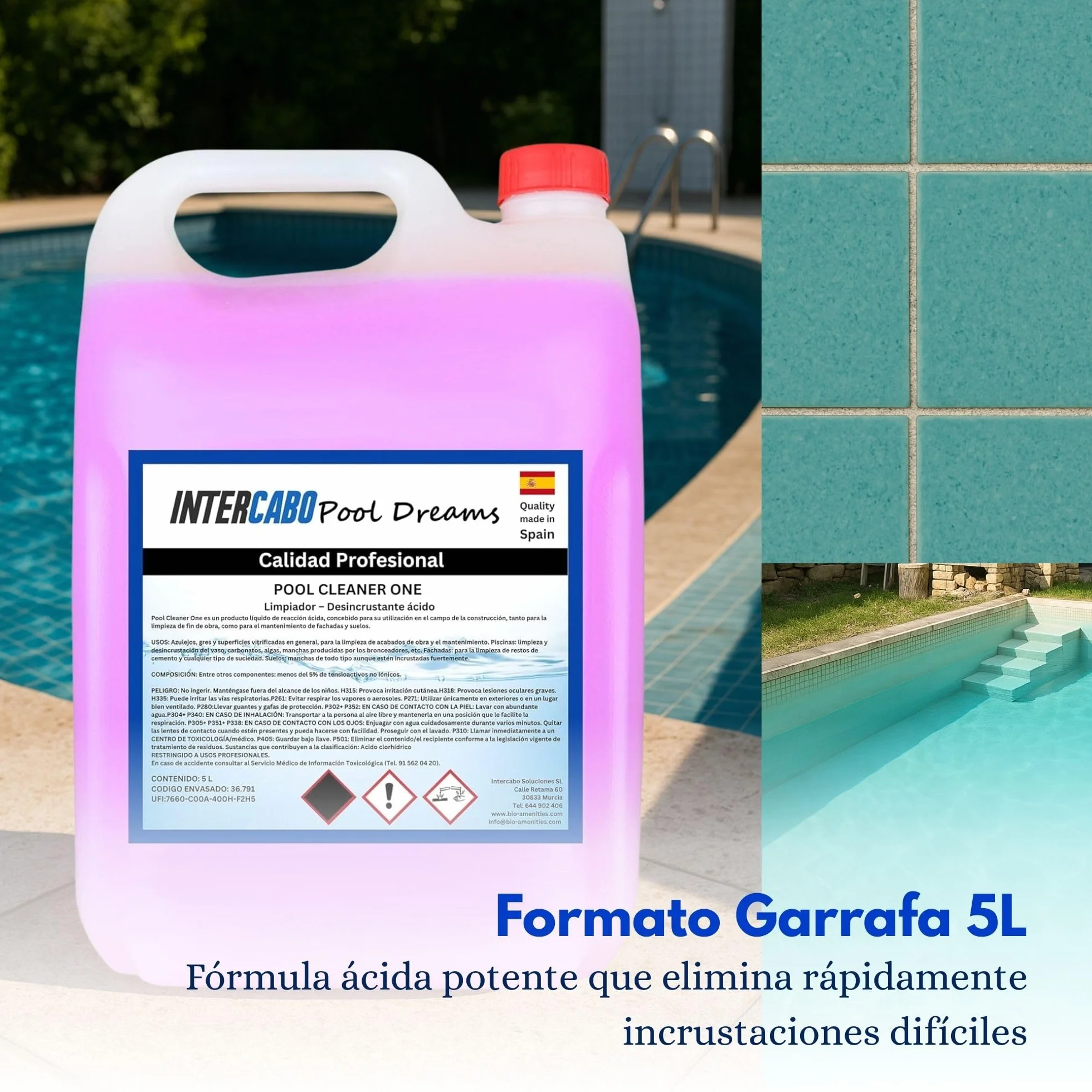 Limpiador Ácido Desincrustante Piscinas 5L – Quitacementos, Elimina Carbonatos y Grasas